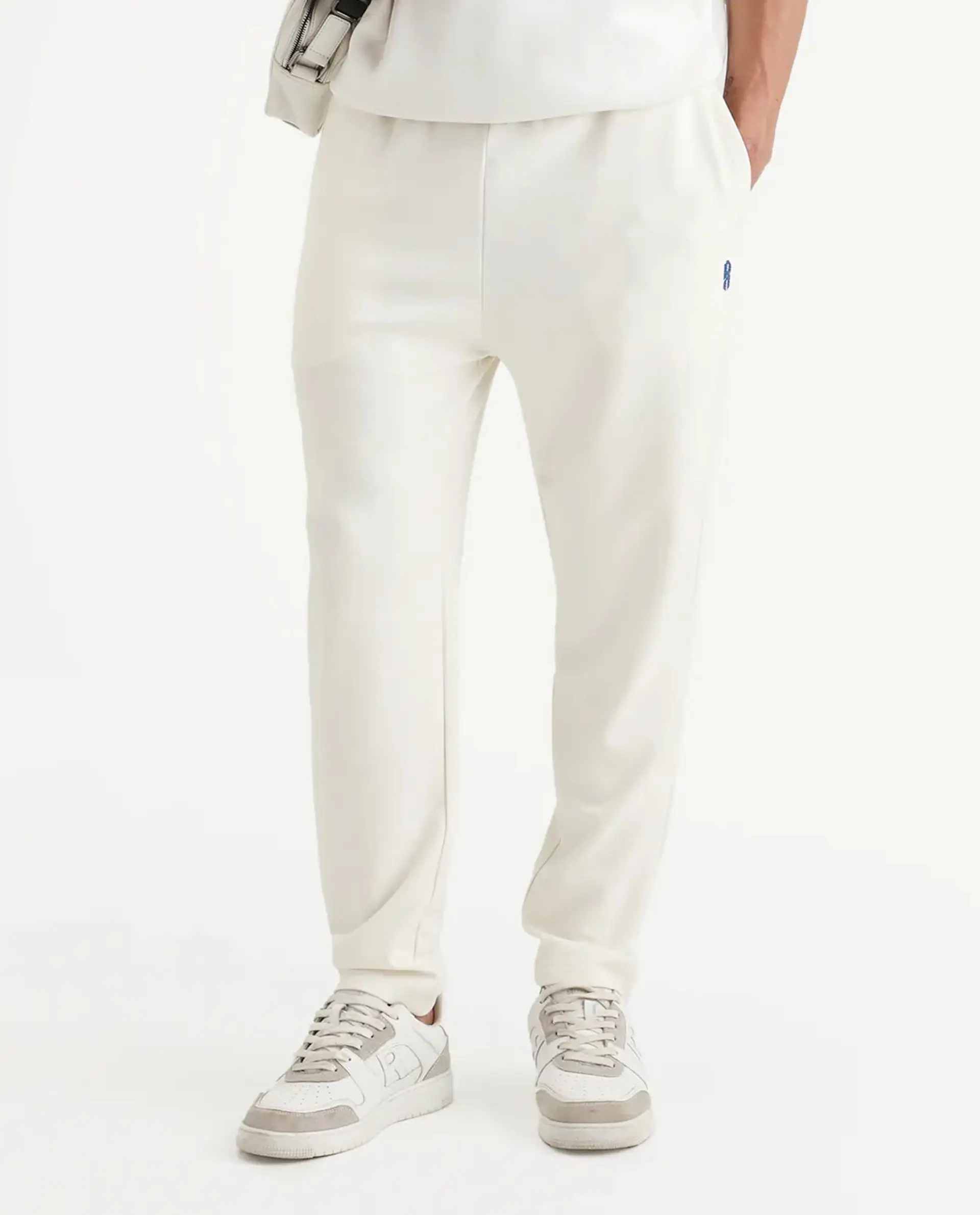 Rare Rabbit Men's Jabe-B Off White Modal Blend Fabric Regular Fit Plain Track Pant - Image 9