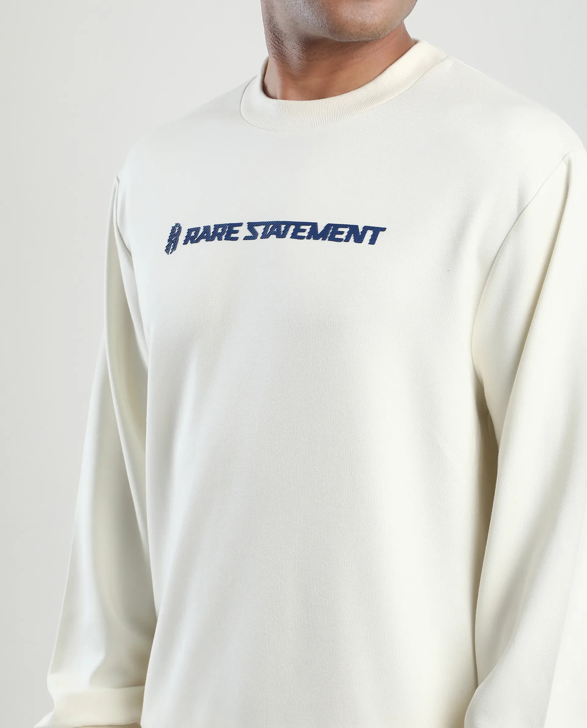 Rare Rabbit Men's Jabe-T Off White Modal Blend Graphic Print Regular Fit Full Sleeve Crew Neck Sweatshirt - Image 3