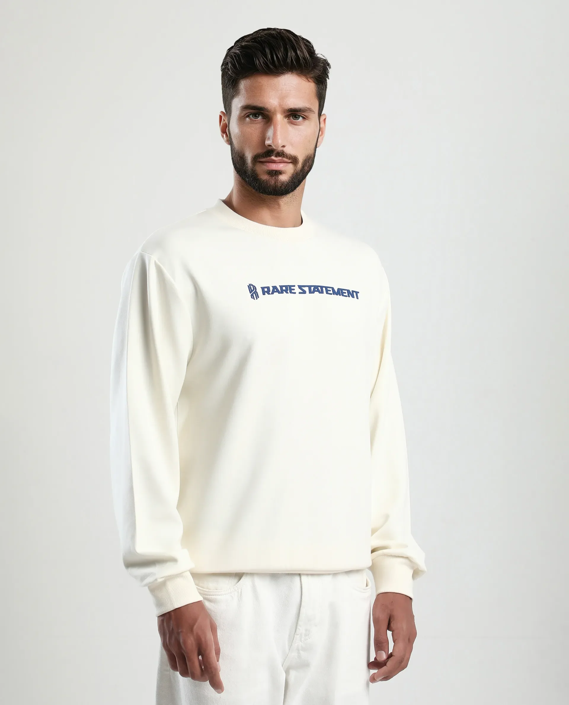 Rare Rabbit Men's Jabe-T Off White Modal Blend Graphic Print Regular Fit Full Sleeve Crew Neck Sweatshirt - Image 6