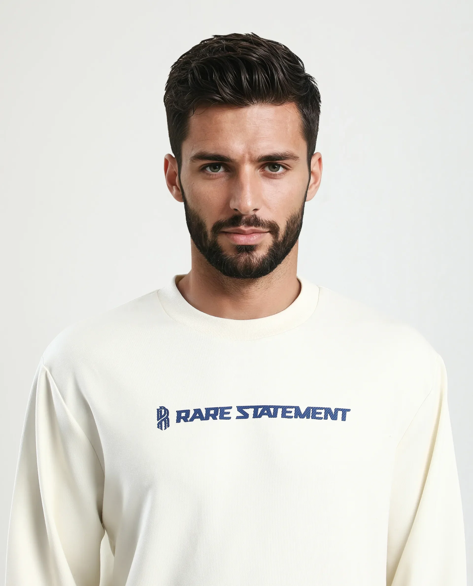 Rare Rabbit Men's Jabe-T Off White Modal Blend Graphic Print Regular Fit Full Sleeve Crew Neck Sweatshirt - Image 7