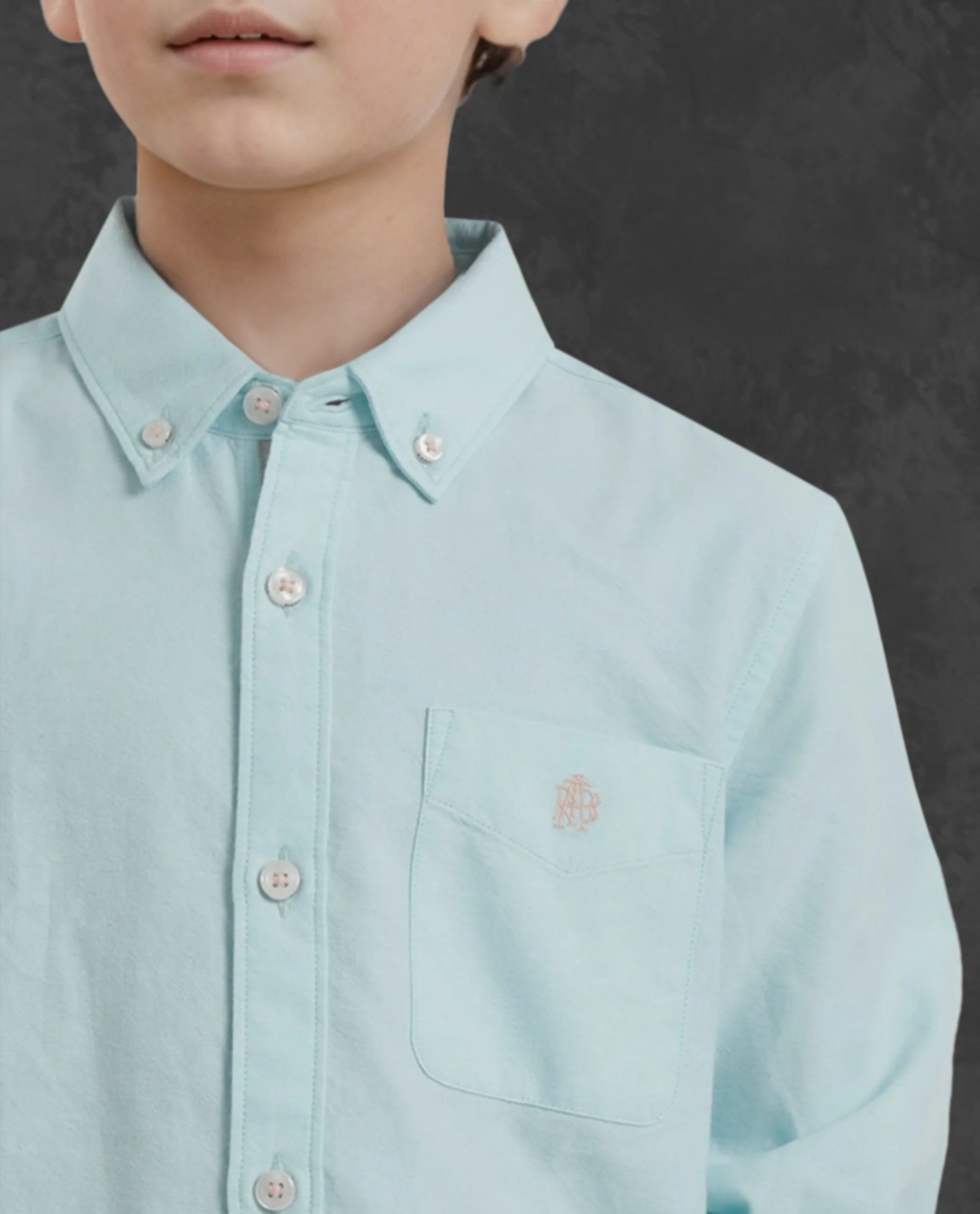 Rare Ones Kids Jac Blue Cotton Full Sleeves Button Down Regular Fit Solid Shirt - Image 3