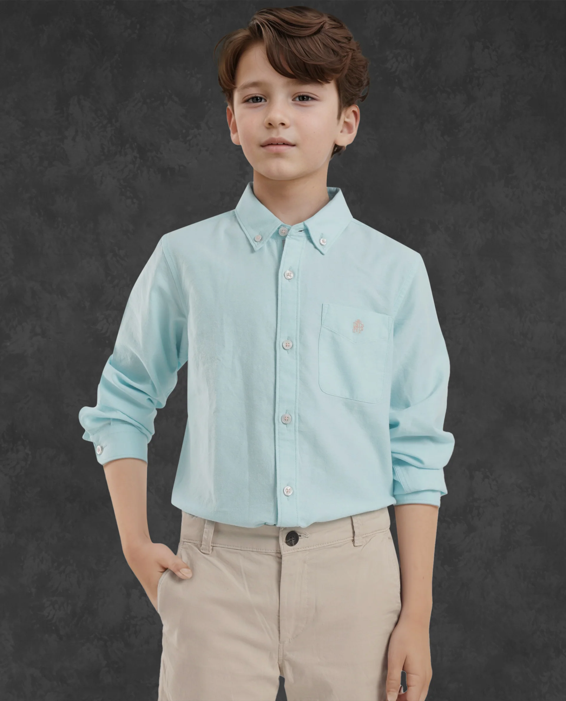 Rare Ones Kids Jac Blue Cotton Full Sleeves Button Down Regular Fit Solid Shirt - Image 4