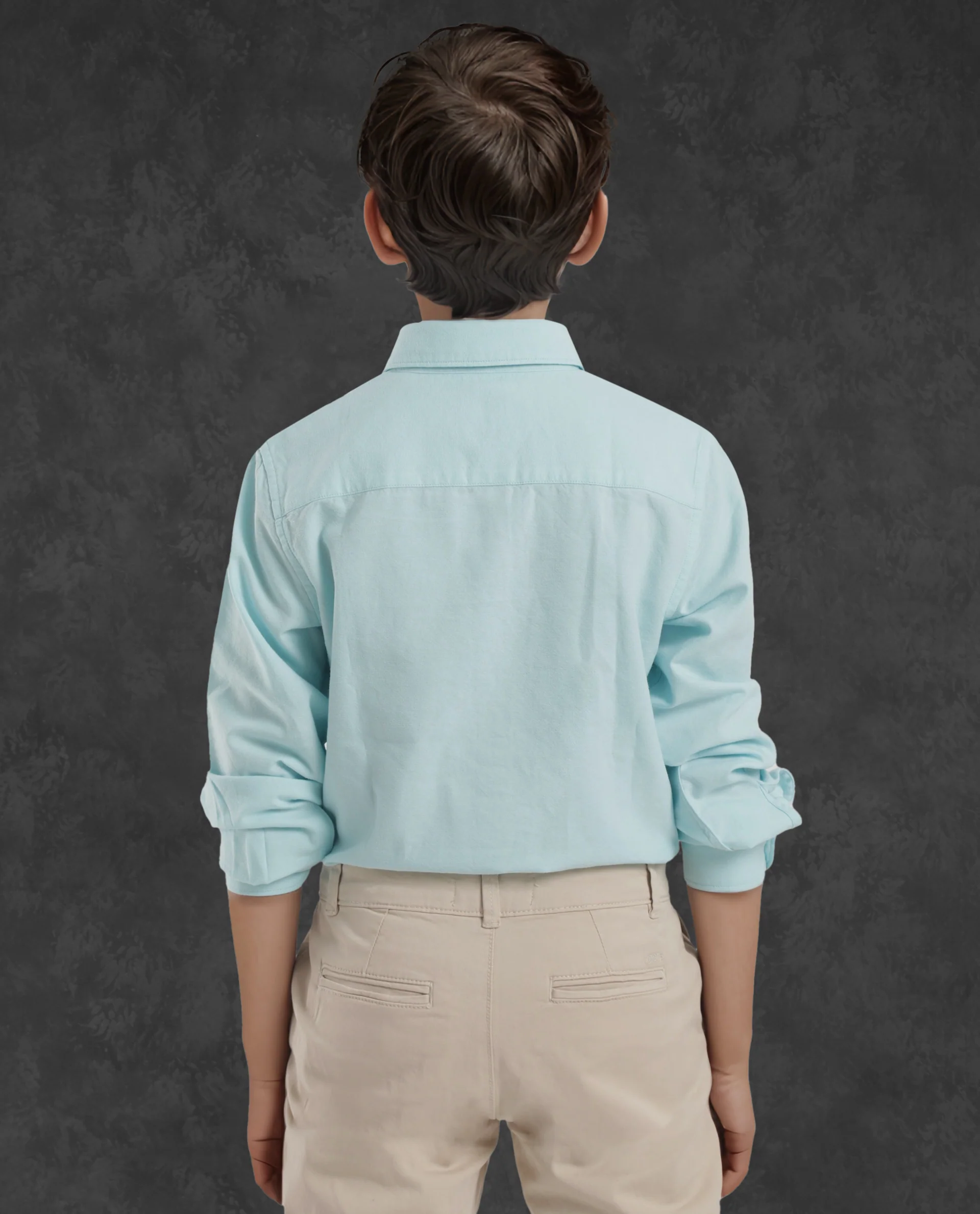 Rare Ones Kids Jac Blue Cotton Full Sleeves Button Down Regular Fit Solid Shirt - Image 5