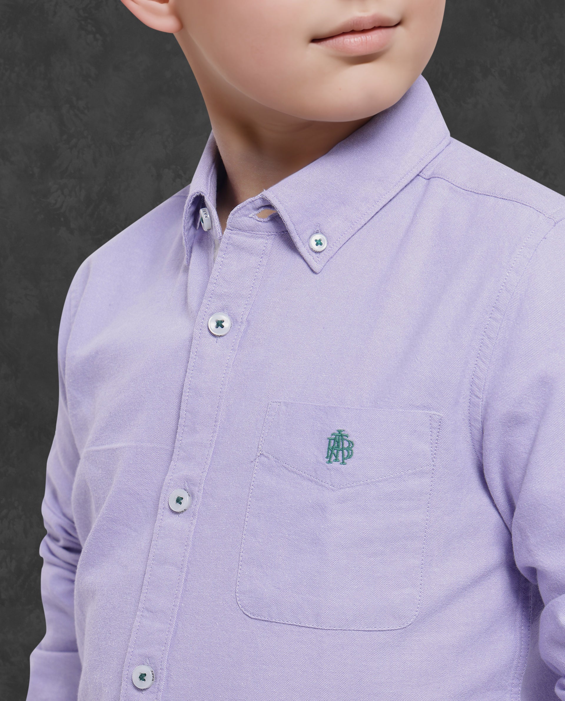 Rare Ones Kids Jac Purple Cotton Full Sleeves Button Down Regular Fit Solid Shirt - Image 3