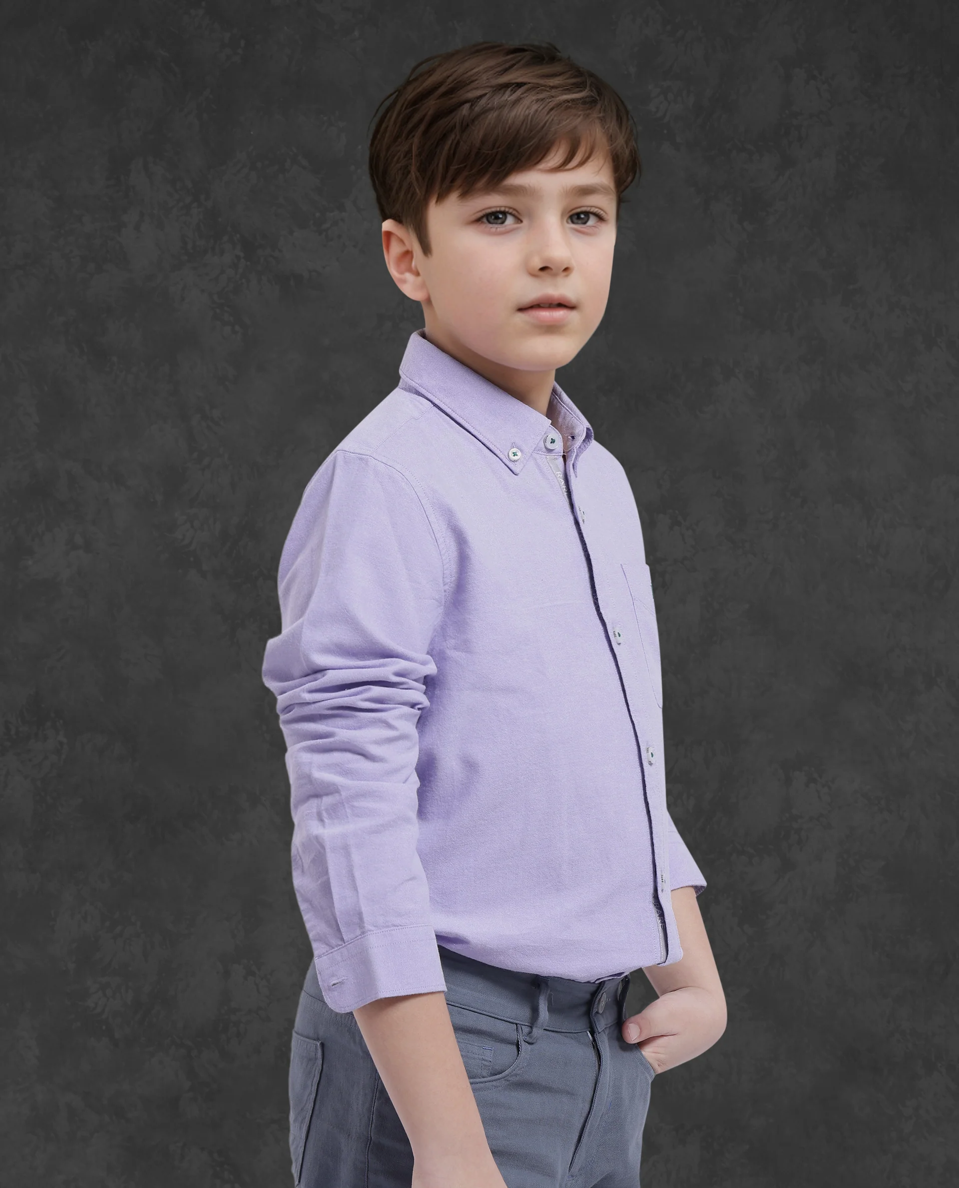 Rare Ones Kids Jac Purple Cotton Full Sleeves Button Down Regular Fit Solid Shirt - Image 6