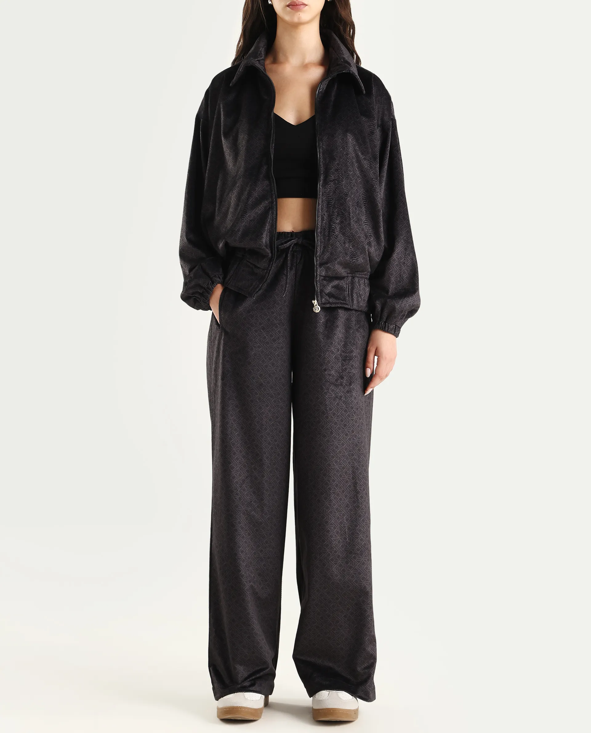 Rareism Women's Jacamo-B Black Polyester Straight Monogram Print Trouser - Image 2