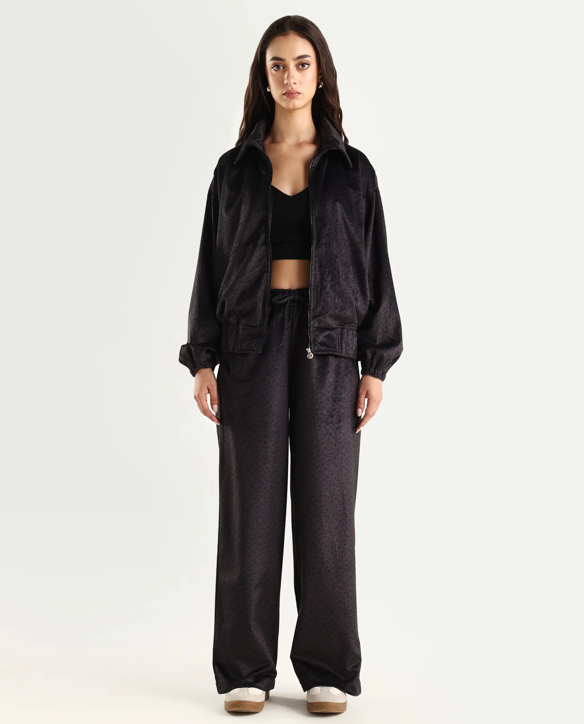 Rareism Women's Jacamo-B Black Polyester Straight Monogram Print Trouser - Image 3