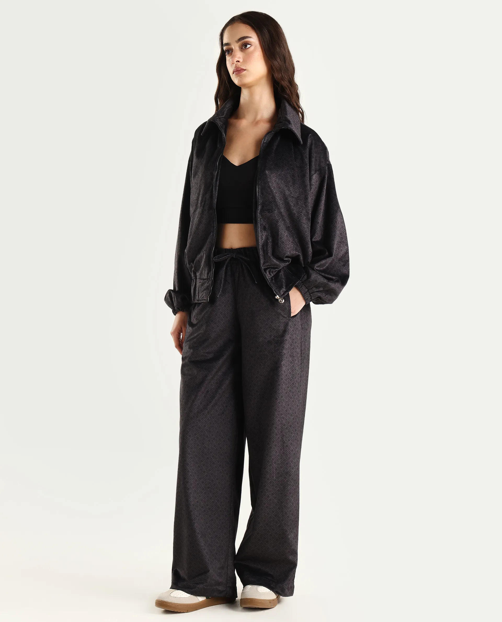 Rareism Women's Jacamo-B Black Polyester Straight Monogram Print Trouser - Image 5