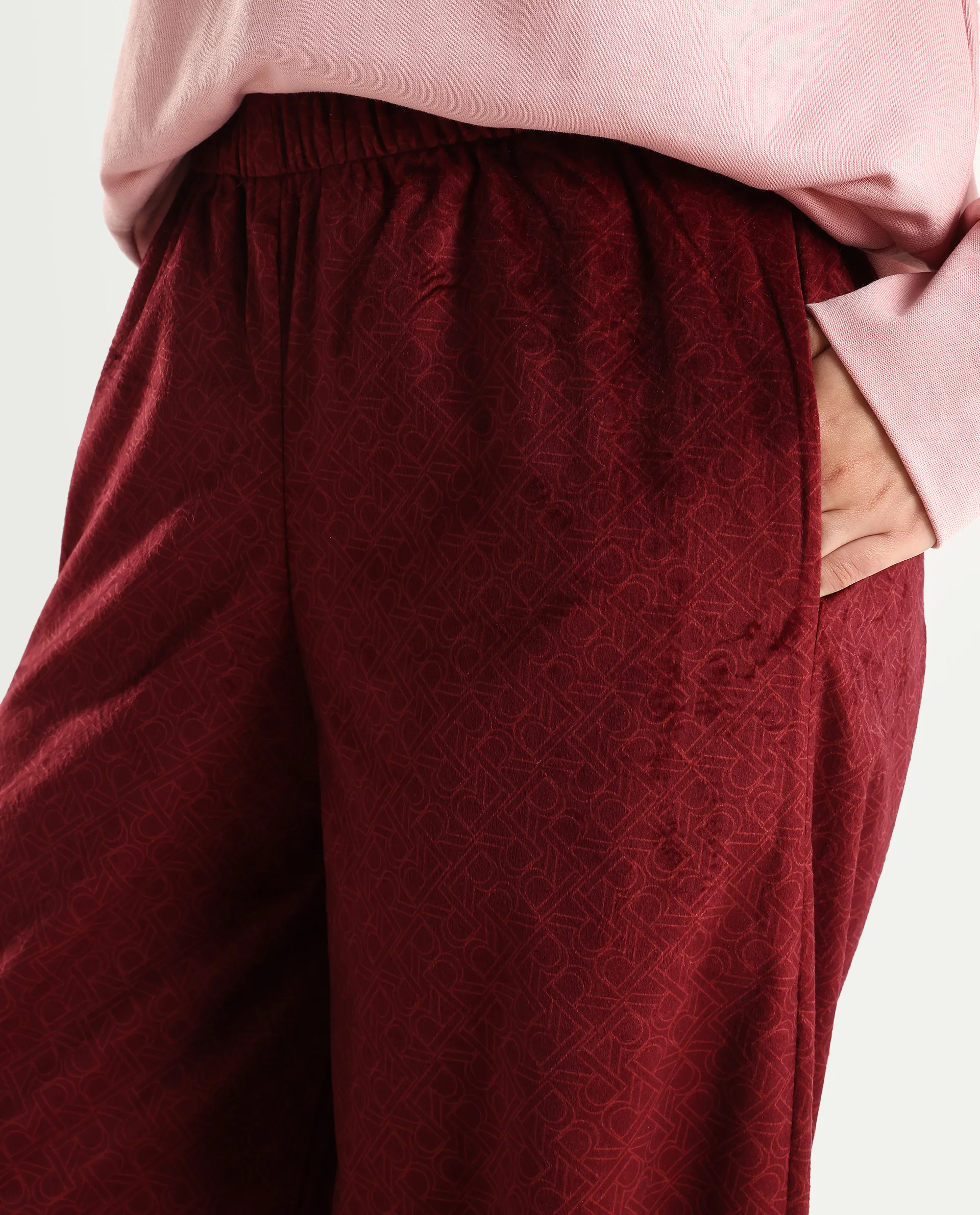 Rareism Women's Jacamo-B Maroon Polyester Straight Monogram Print Trouser - Image 4