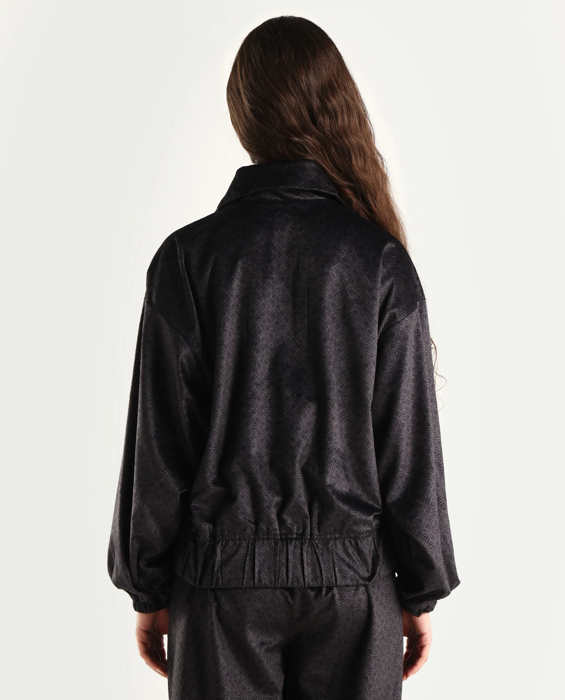 Rareism Women's Jacamo-T Black Polyester Spread Collar Relaxed Monogram Print Jacket - Image 7