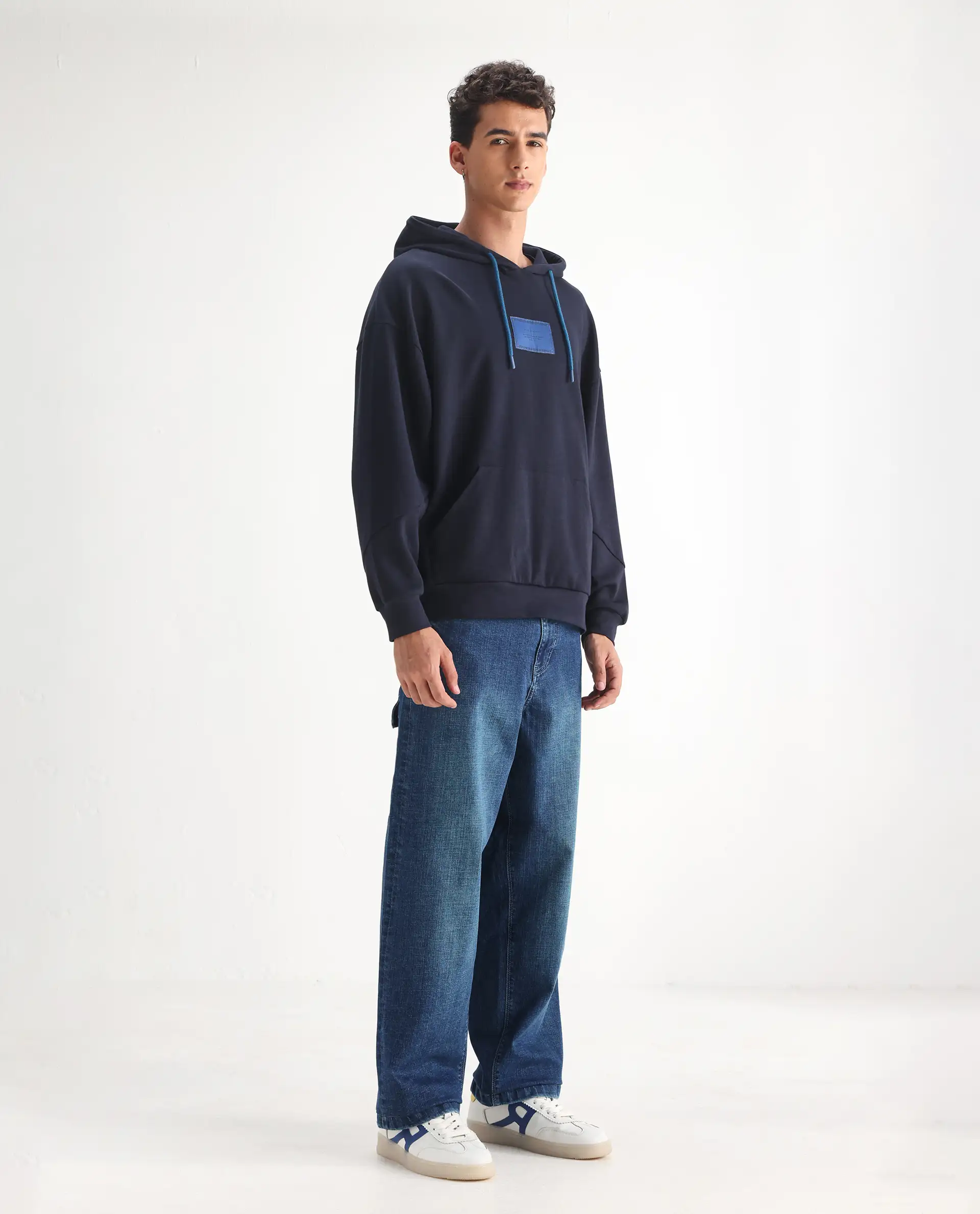 Rare Rabbit Men's Jace Blue Cotton Blend Plain Baggy Fit Jeans - Image 7