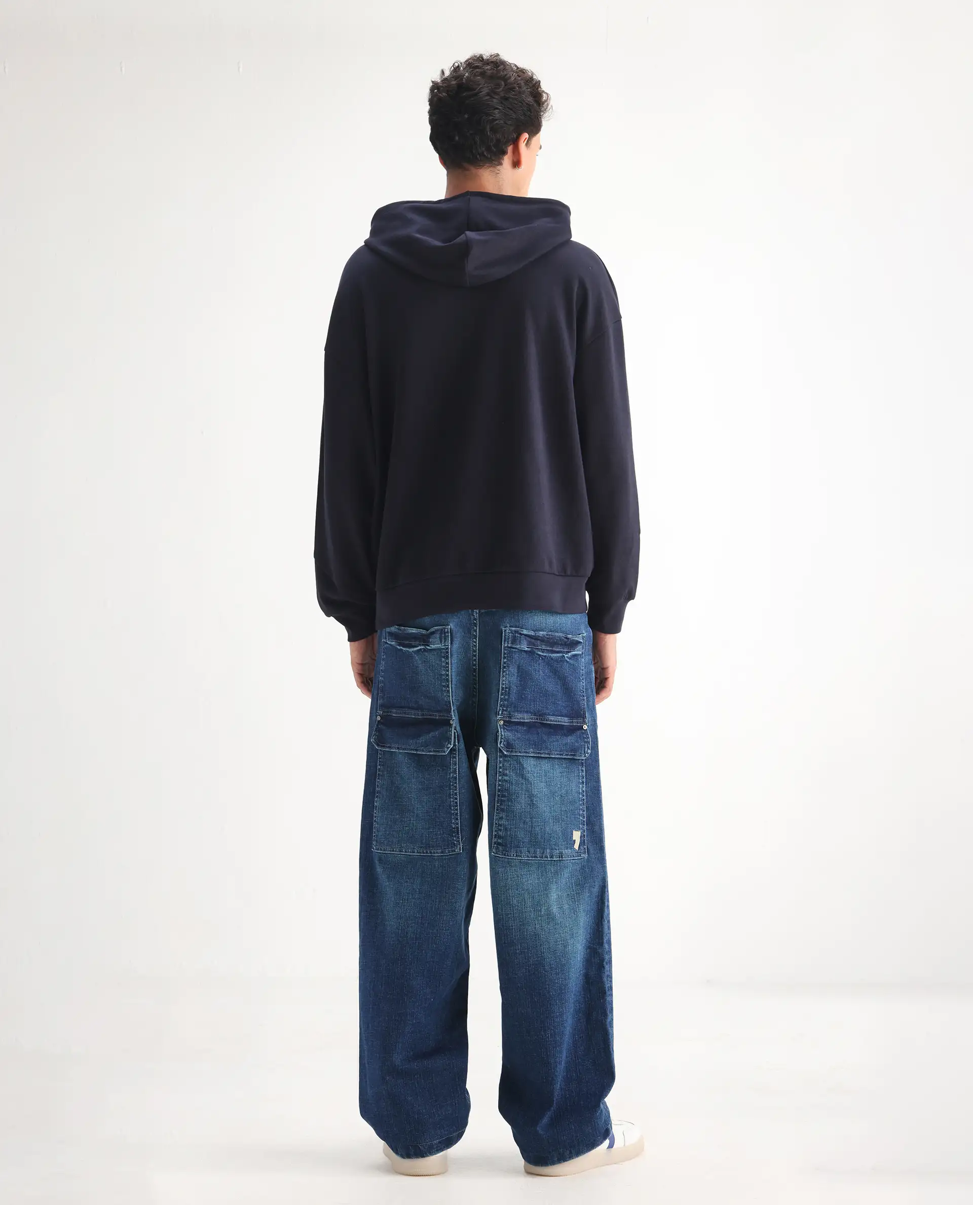 Rare Rabbit Men's Jace Blue Cotton Blend Plain Baggy Fit Jeans - Image 9