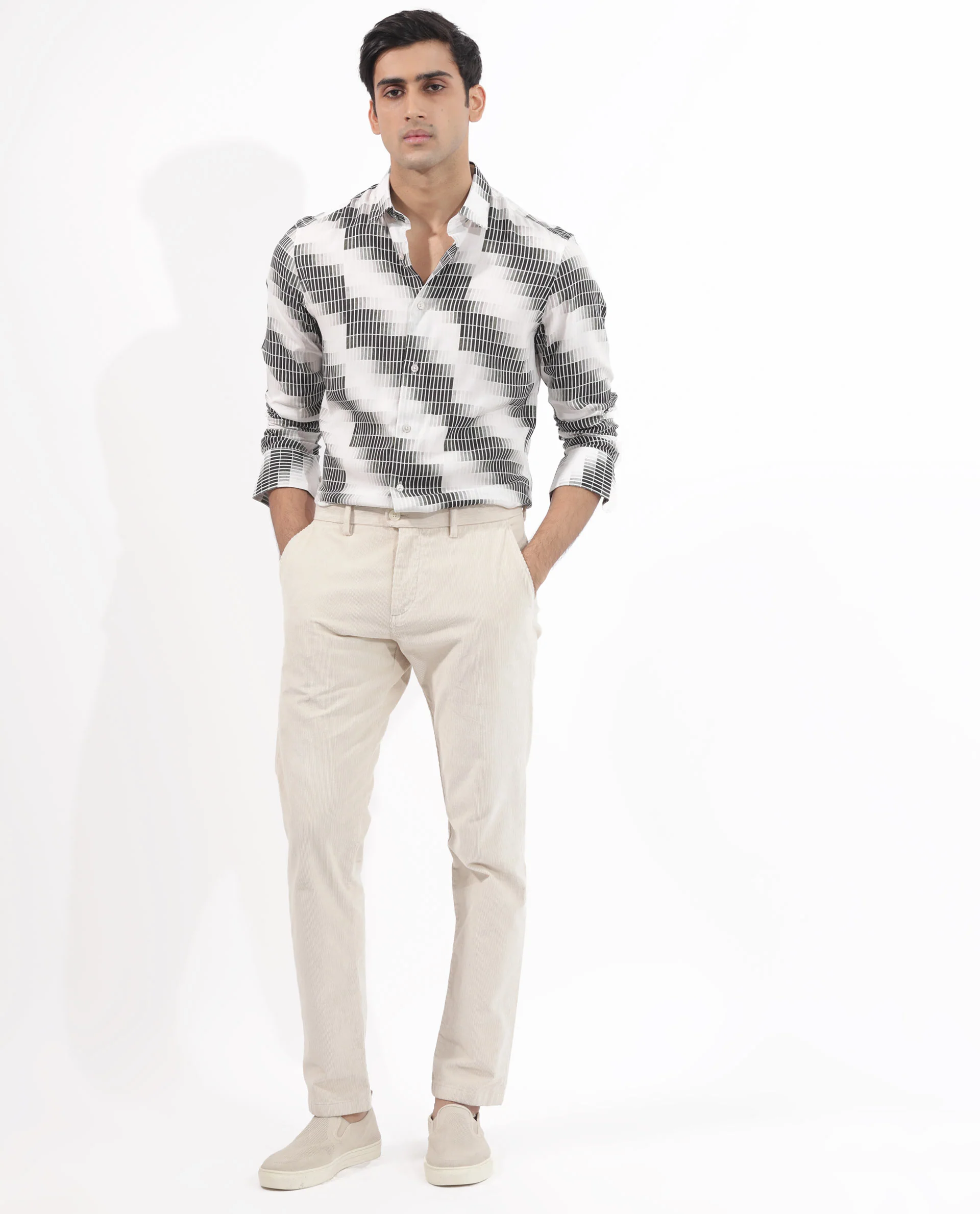 Rare Rabbit Men's Jace Black Viscose Geometric Print Regular Fit Full Sleeve Collared Shirt - Image 2