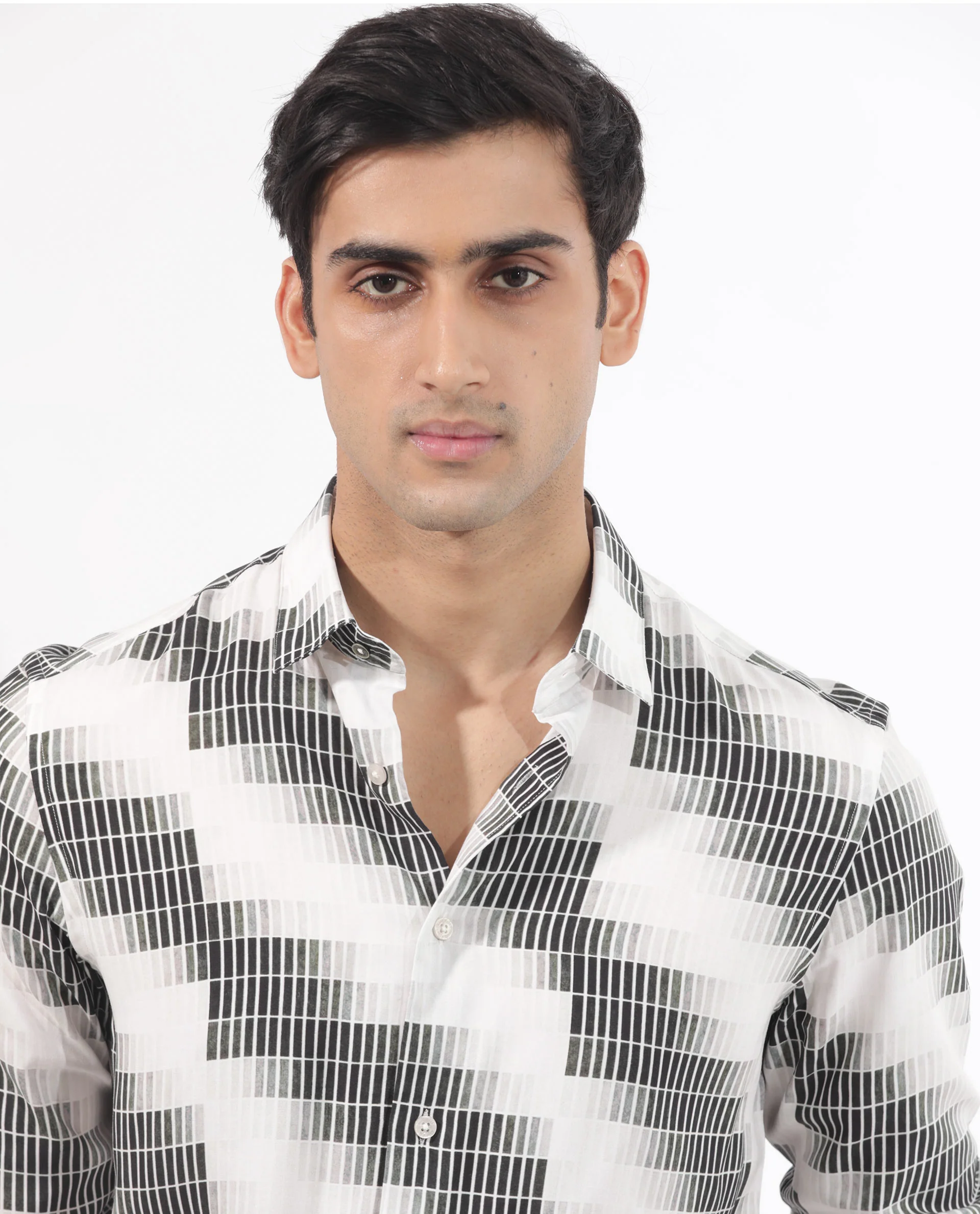 Rare Rabbit Men's Jace Black Viscose Geometric Print Regular Fit Full Sleeve Collared Shirt - Image 6