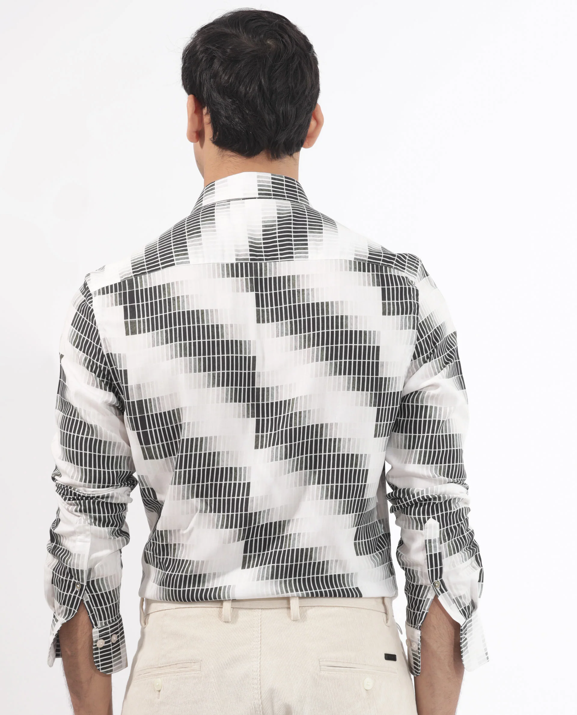 Rare Rabbit Men's Jace Black Viscose Geometric Print Regular Fit Full Sleeve Collared Shirt - Image 8