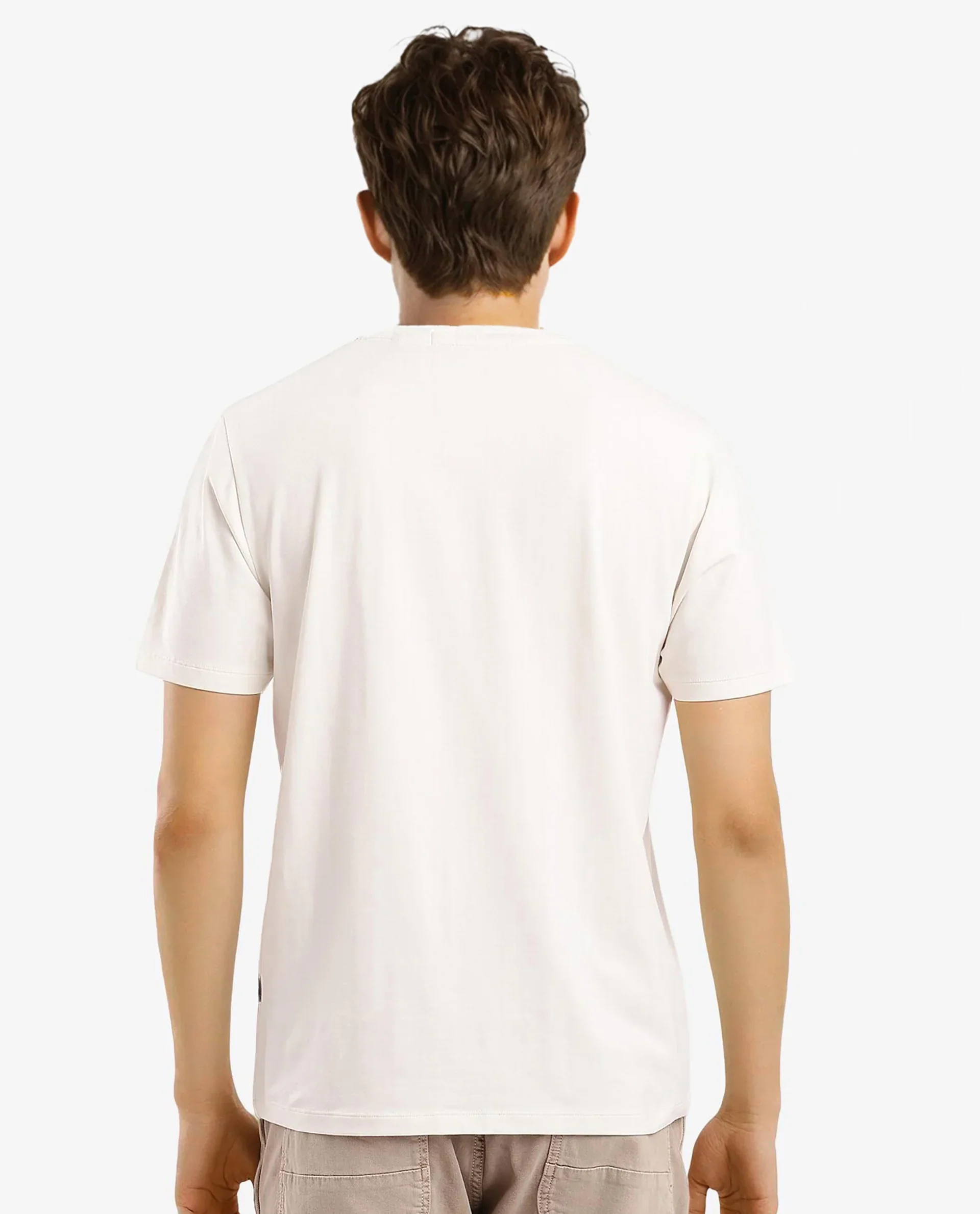 Rare Rabbit Men's Jaceb Off White Cotton Blend Graphic Print Regular Fit Half Sleeve Crew Neck T-Shirt - Image 4