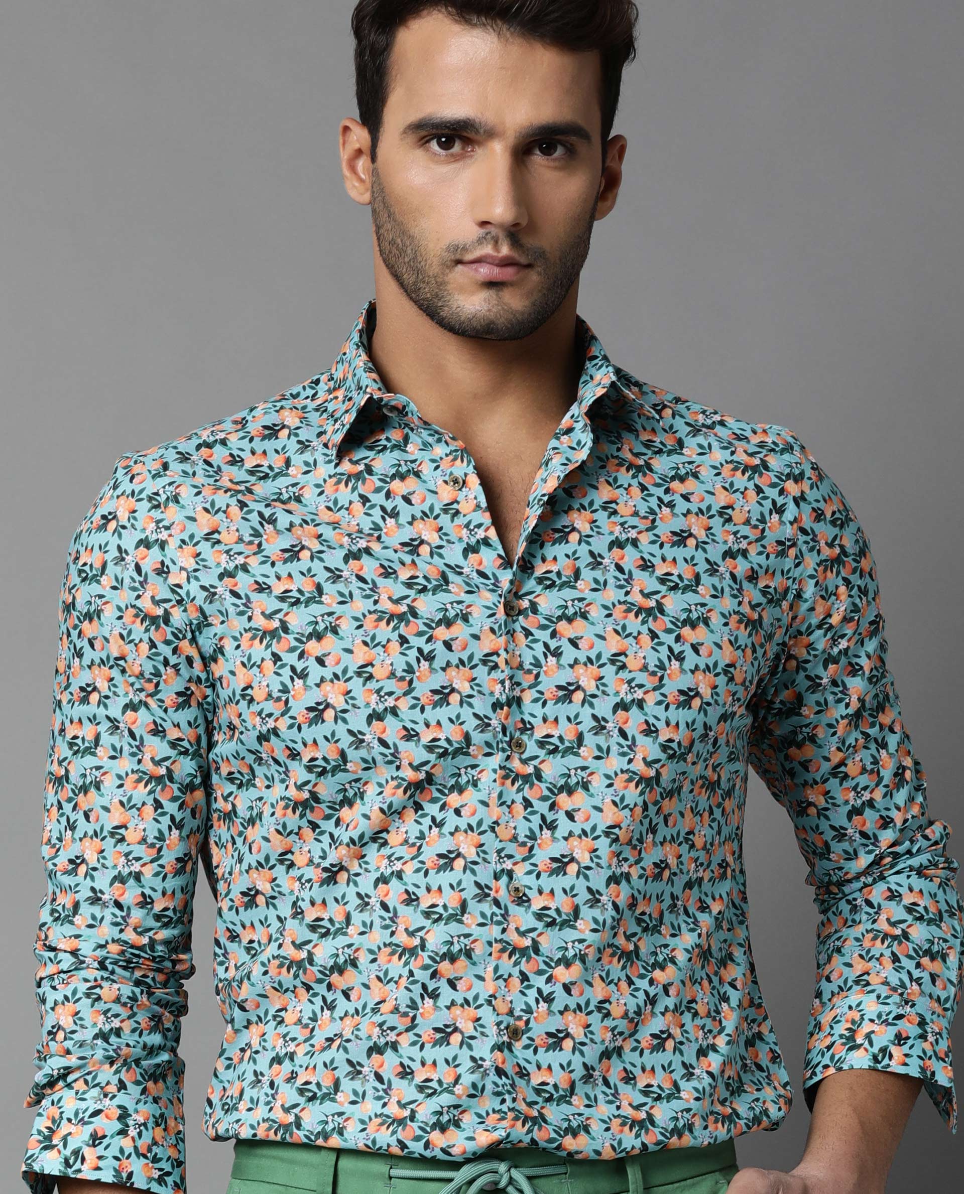 Rare Rabbit Men's Jack Green Cotton Floral Print Regular Fit Full Sleeve Collared Shirt - Image 4