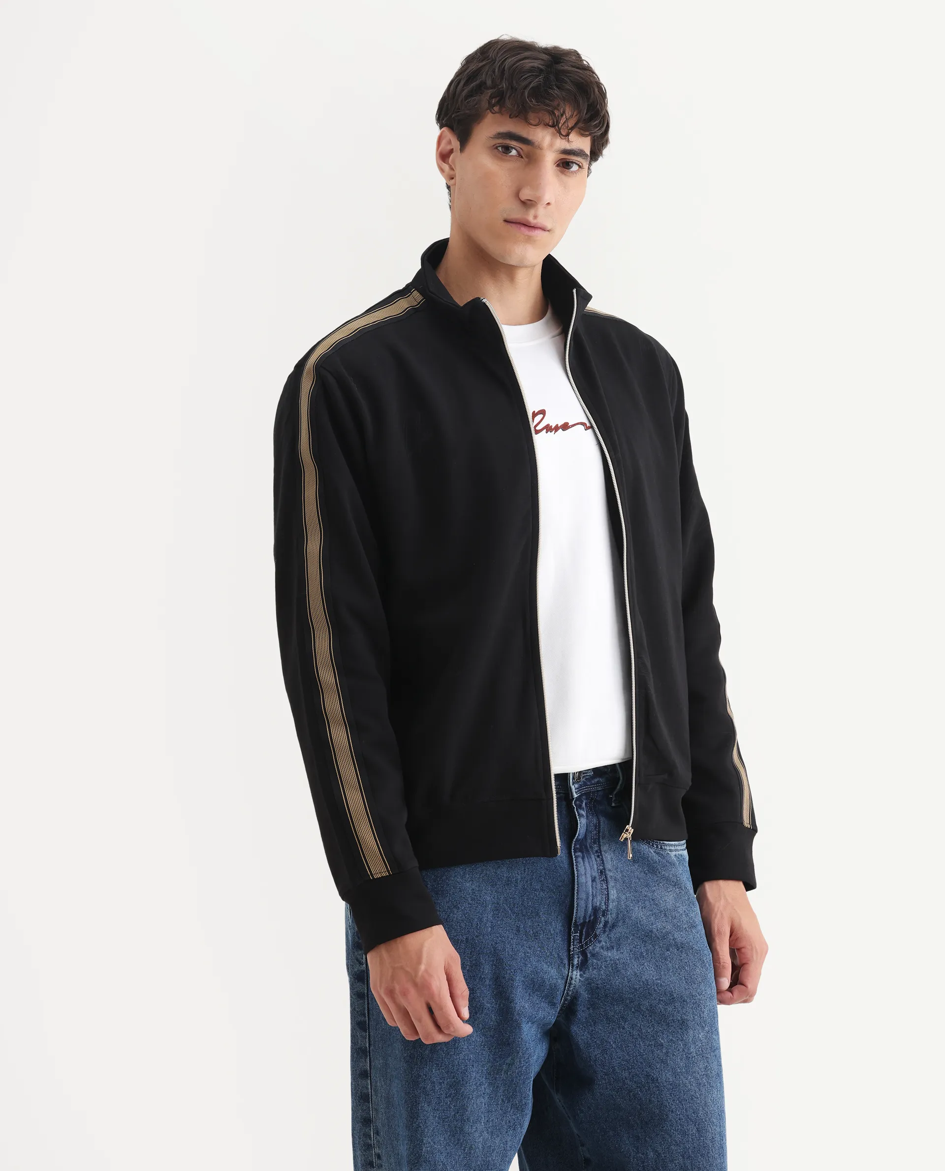 Rare Rabbit Men's Jacksign Black Cotton Blend Signature Print Regular Fit Full Sleeve High Neck Jacket - Image 6