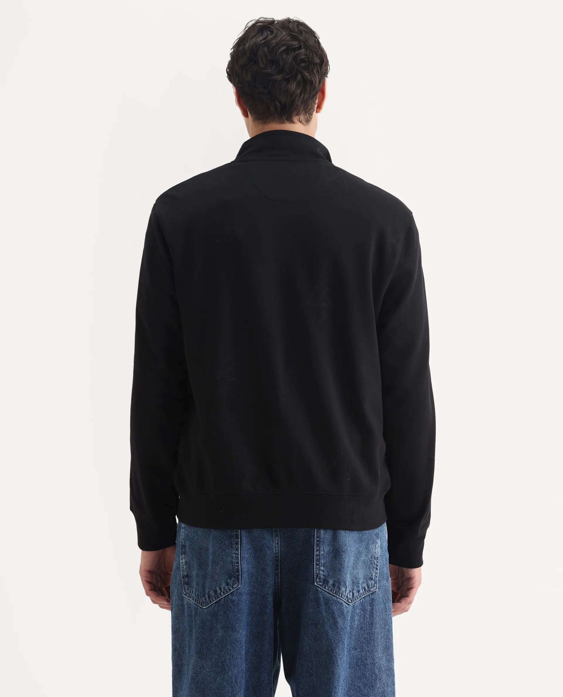 Rare Rabbit Men's Jacksign Black Cotton Blend Signature Print Regular Fit Full Sleeve High Neck Jacket - Image 7