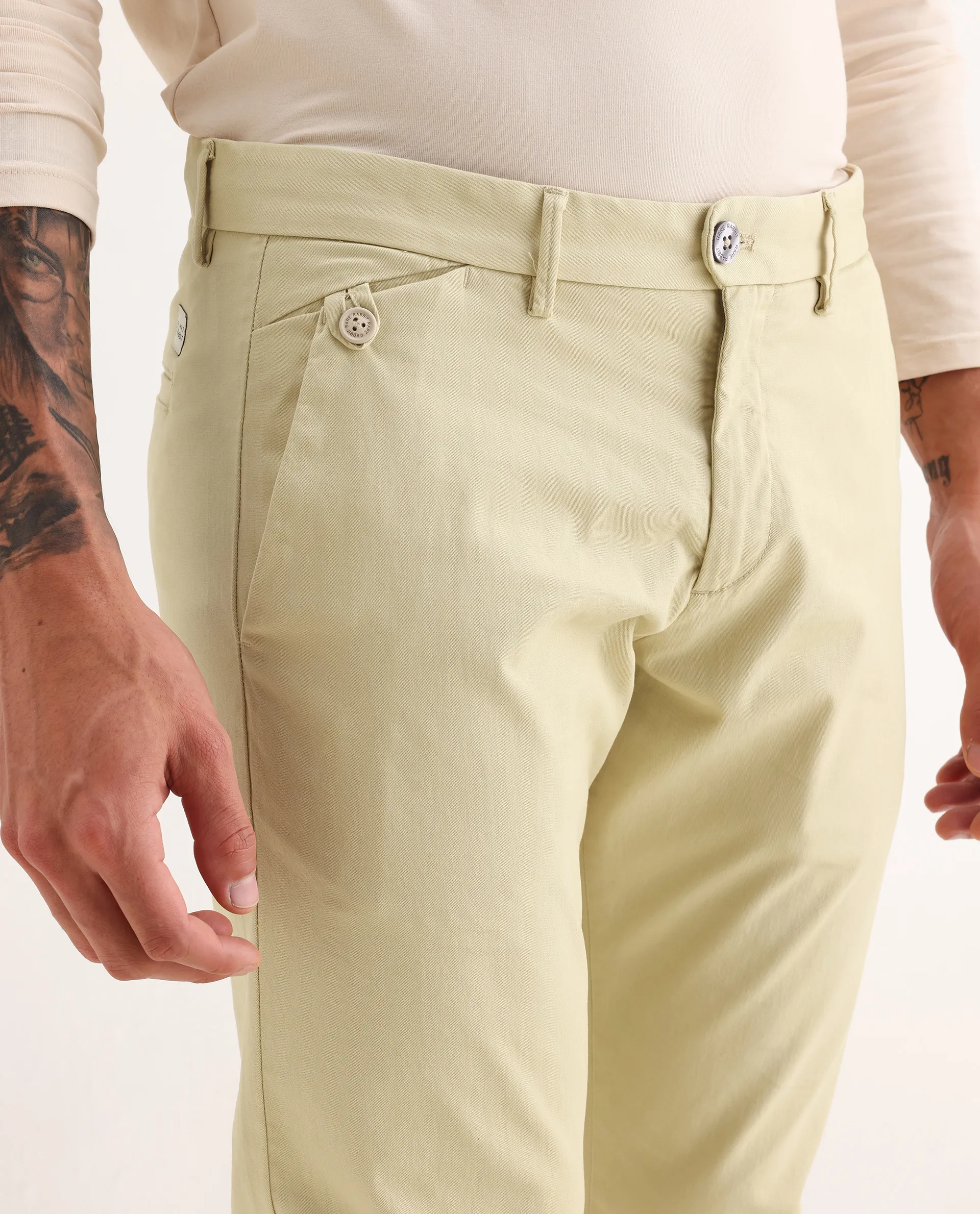 Rare Rabbit Men's Jacob Beige Cotton Plain Regular Fit Trouser - Image 3