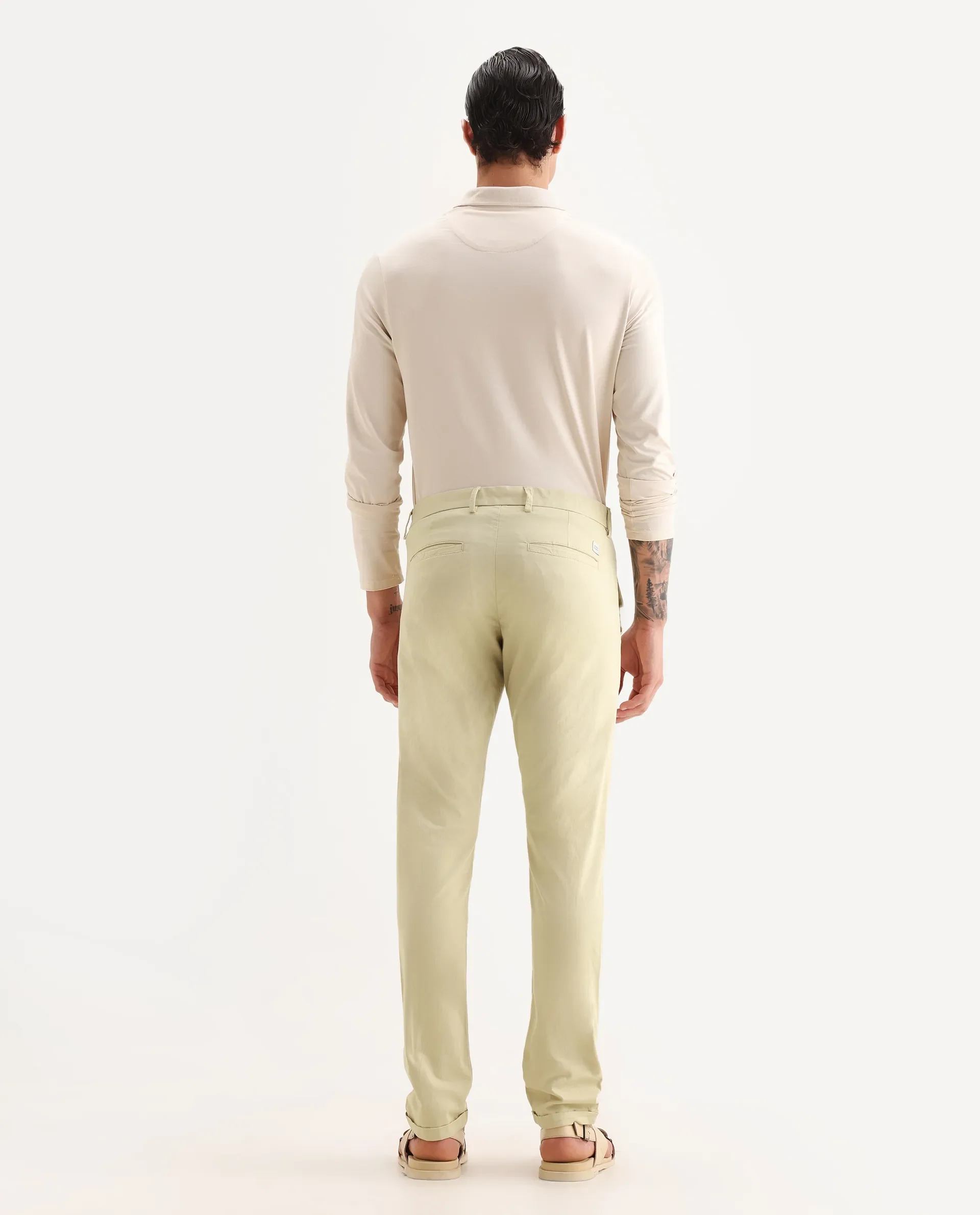Rare Rabbit Men's Jacob Beige Cotton Plain Regular Fit Trouser - Image 8