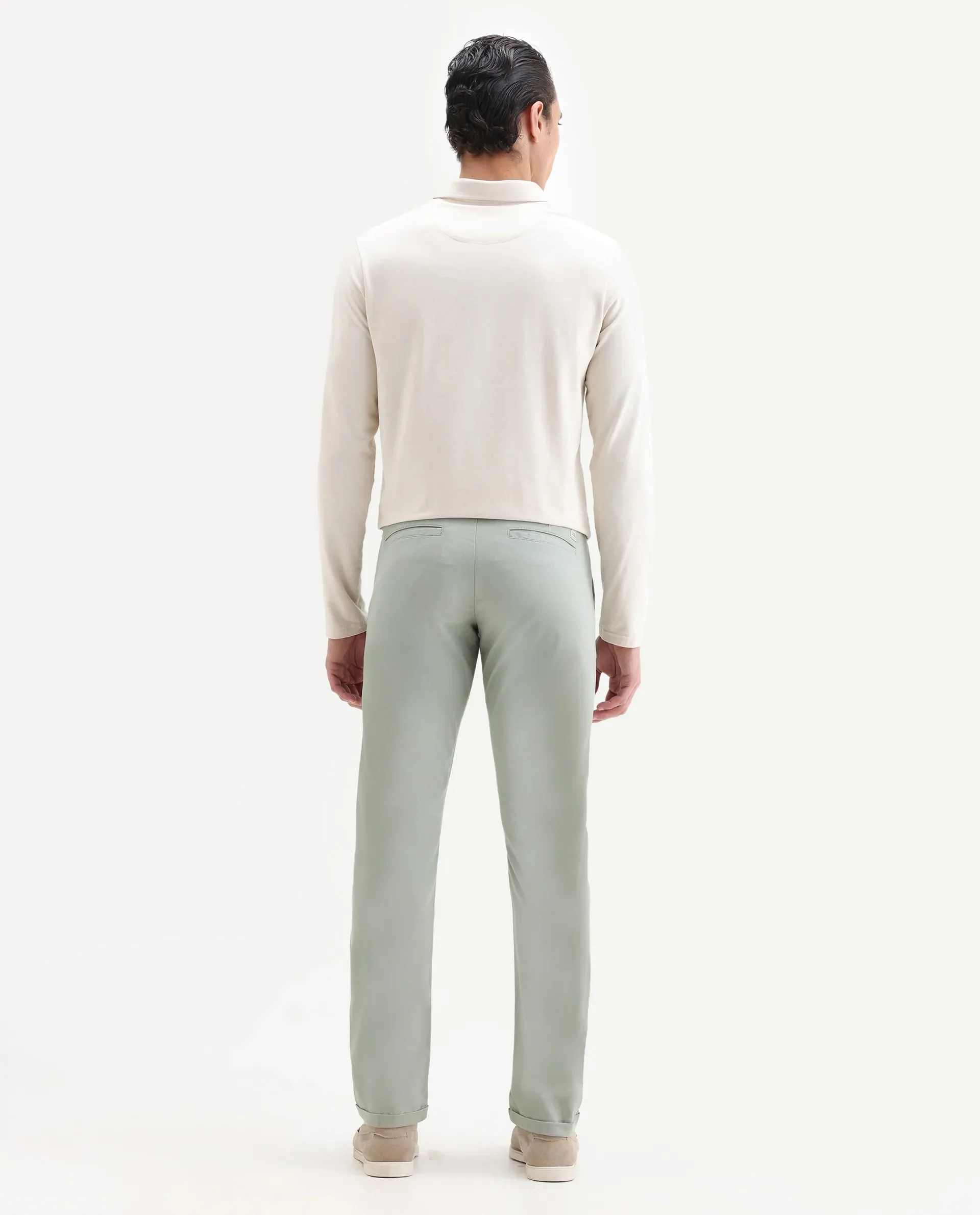 Rare Rabbit Men's Jacob Grey Cotton Plain Regular Fit Trouser - Image 6