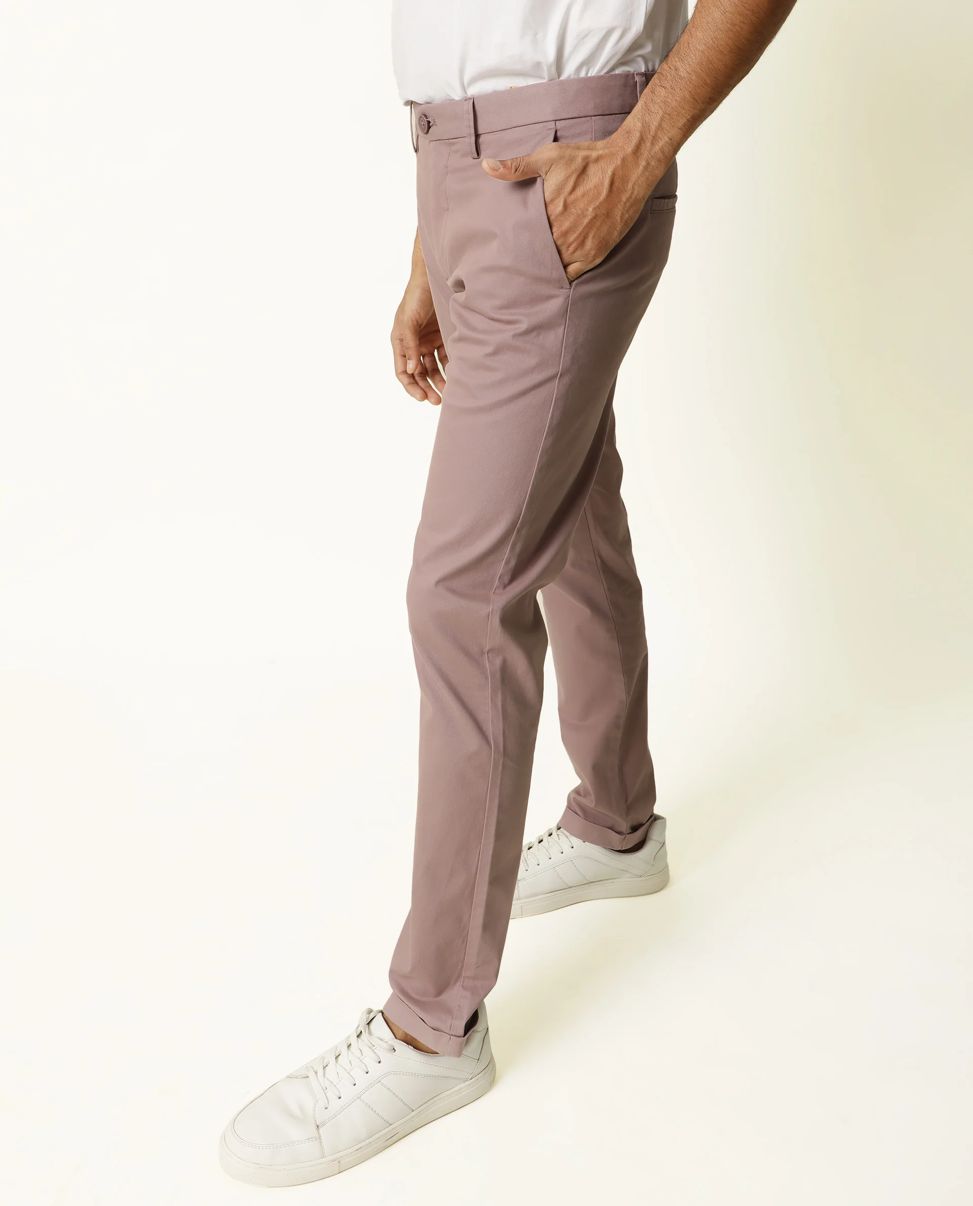 Rare Rabbit Men's Jacob Pink Plain Regular Fit Trouser - Image 5