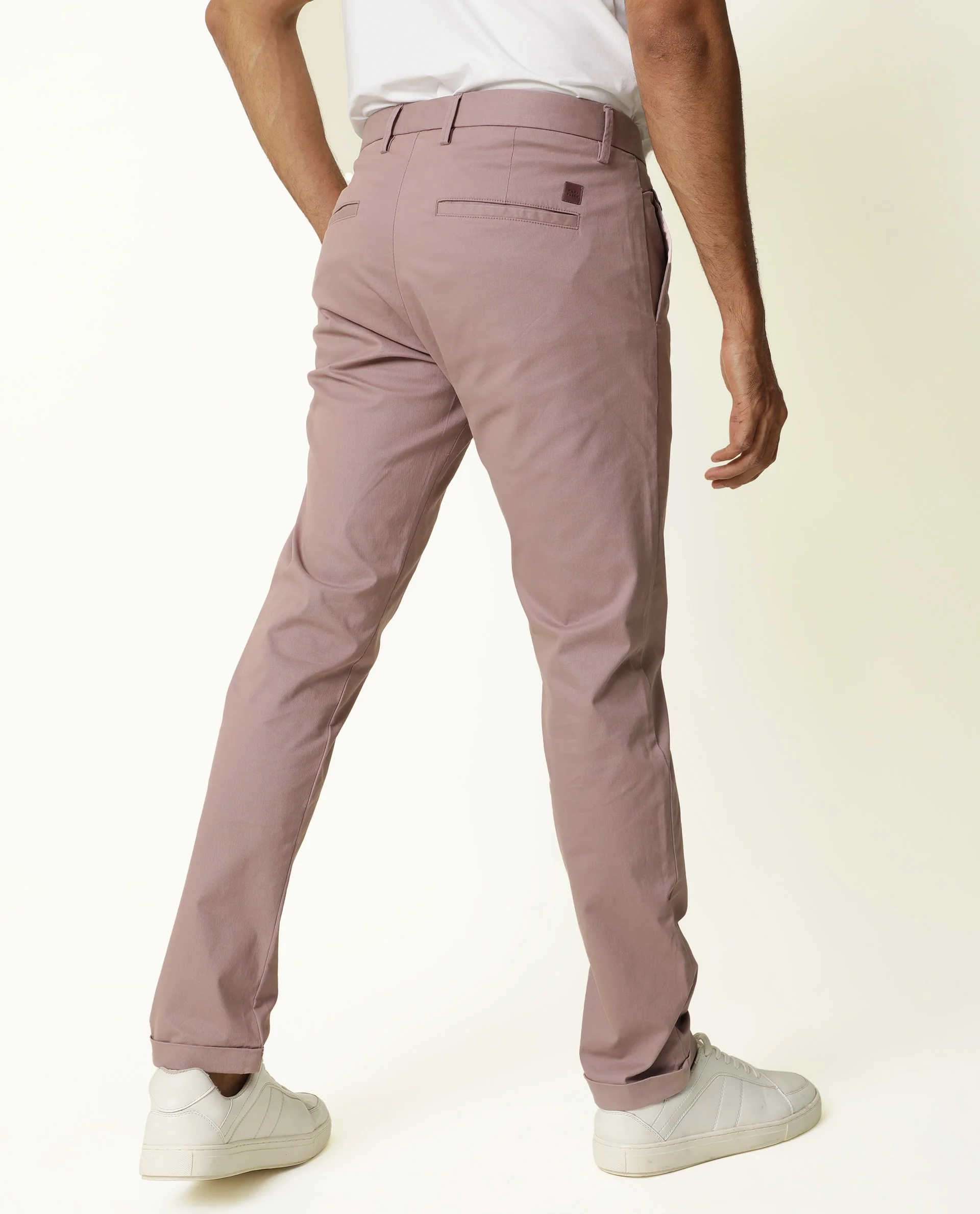 Rare Rabbit Men's Jacob Pink Plain Regular Fit Trouser - Image 6