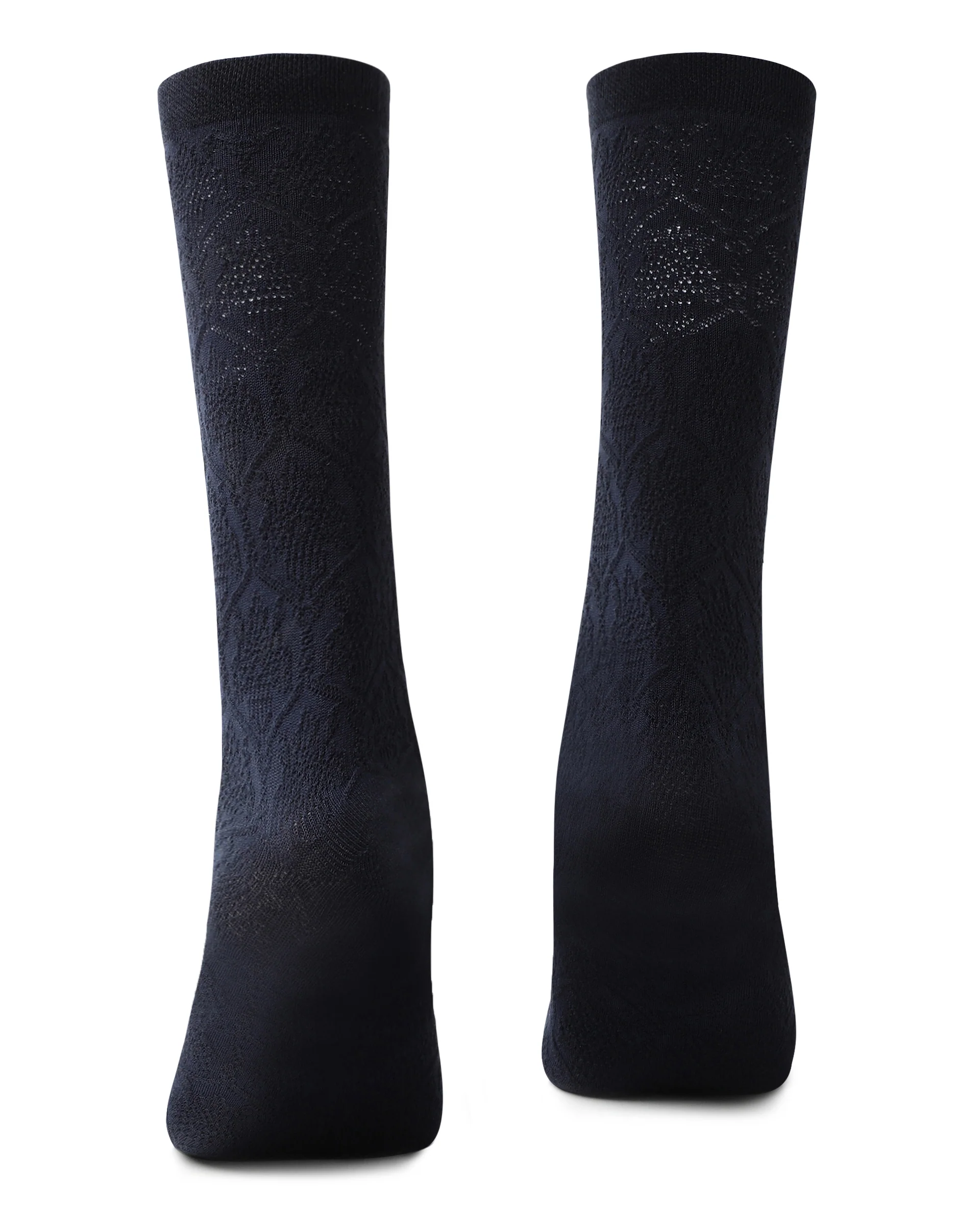Rare Rabbit Men's Jacq Navy Cotton Fabric Mid Calf Socks - Image 4