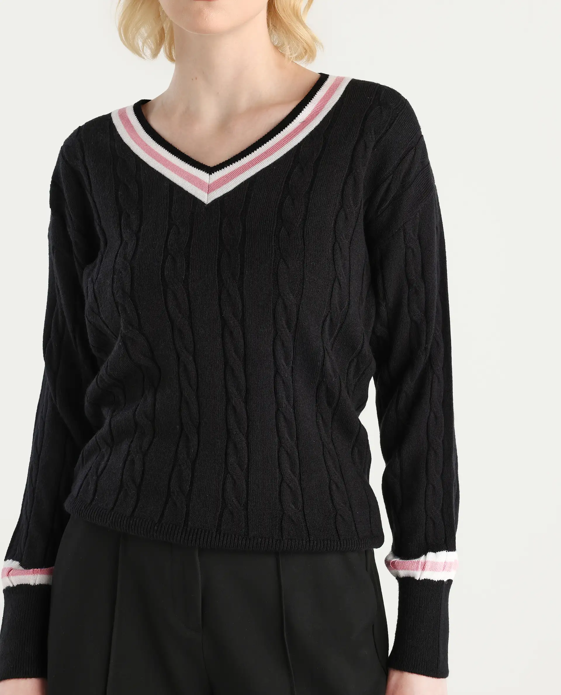 Rareism Women's Jacqi Light Multi Cotton Plain Relaxed Fit Sweater - Image 5