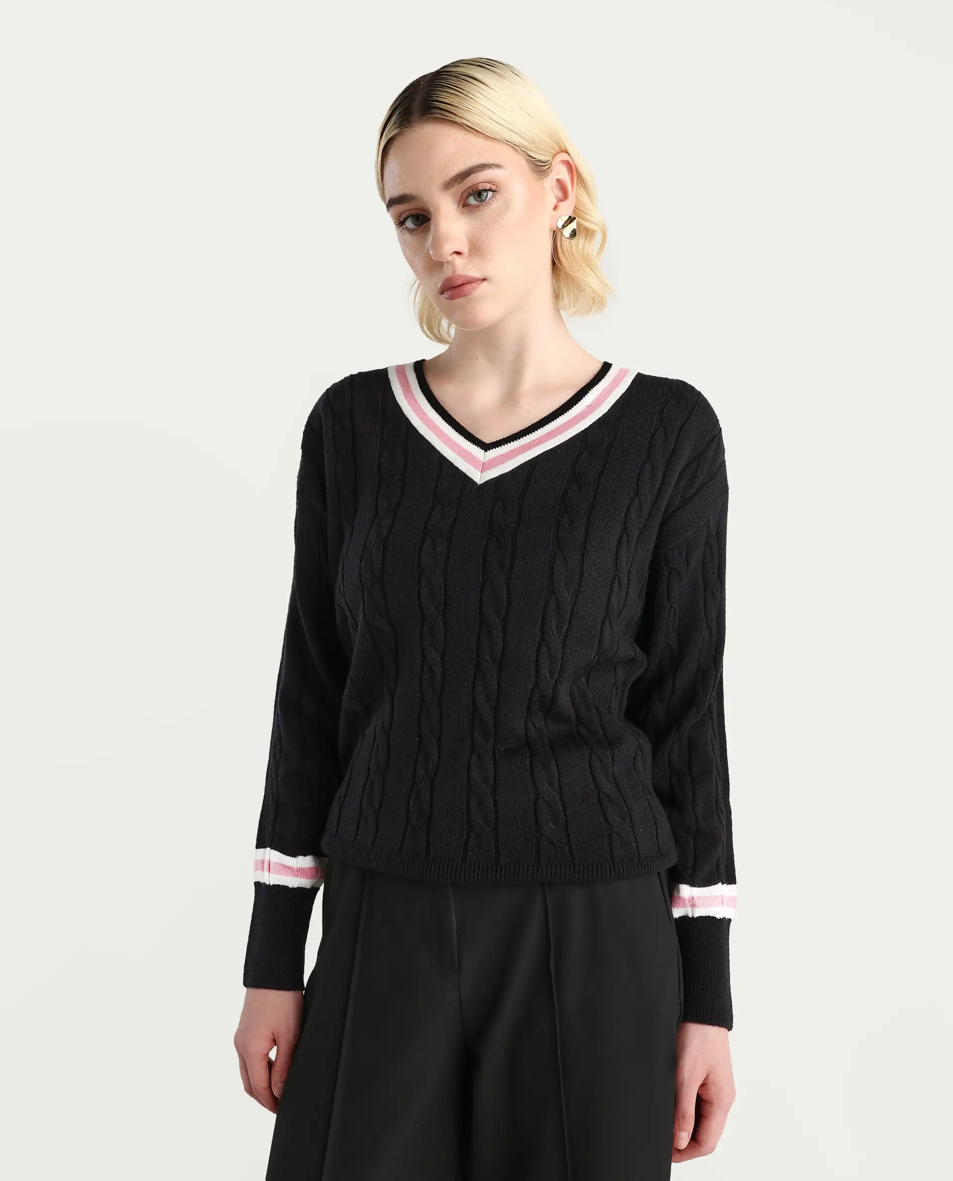 Rareism Women's Jacqi Light Multi Cotton Plain Relaxed Fit Sweater - Image 6