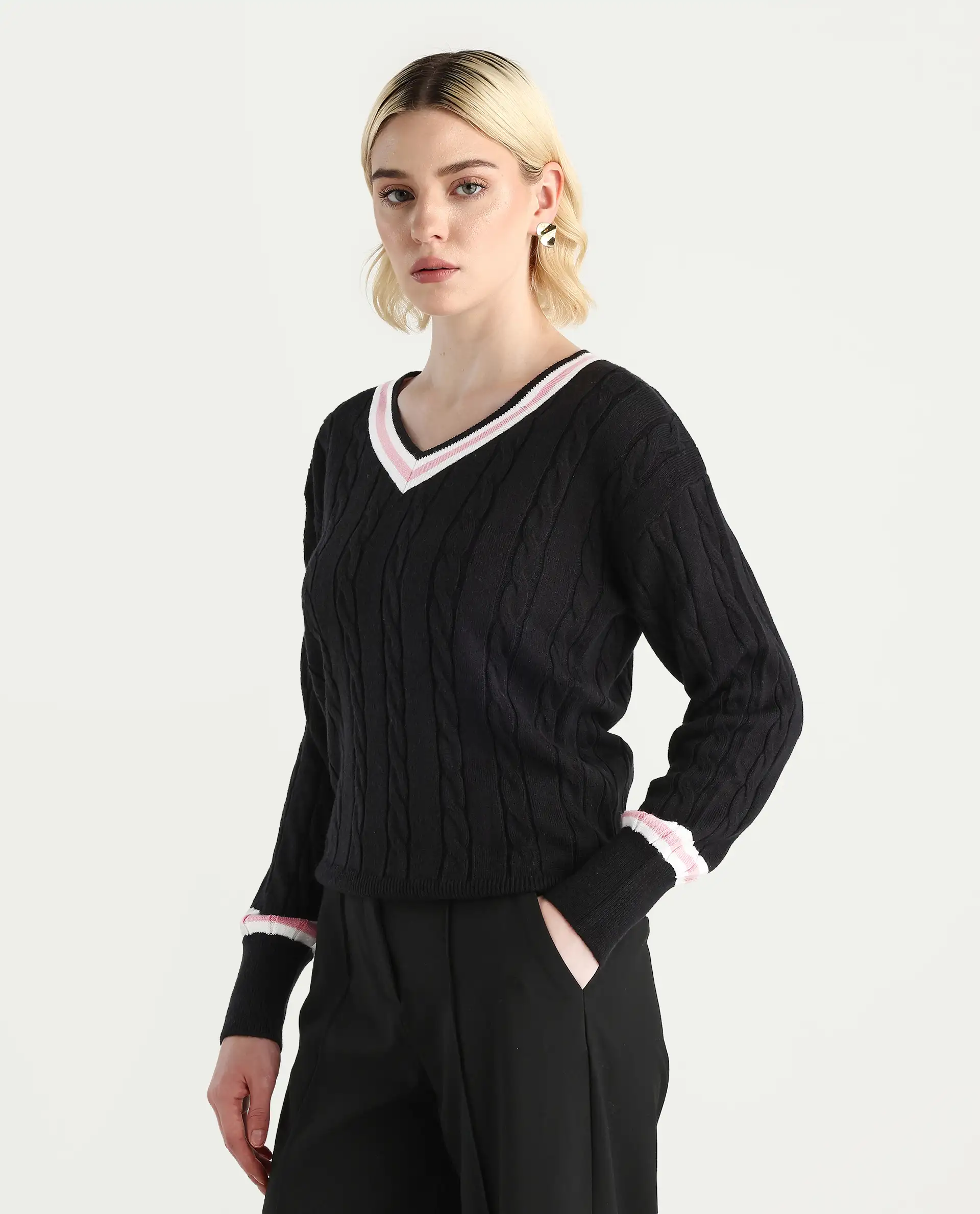 Rareism Women's Jacqi Light Multi Cotton Plain Relaxed Fit Sweater - Image 8