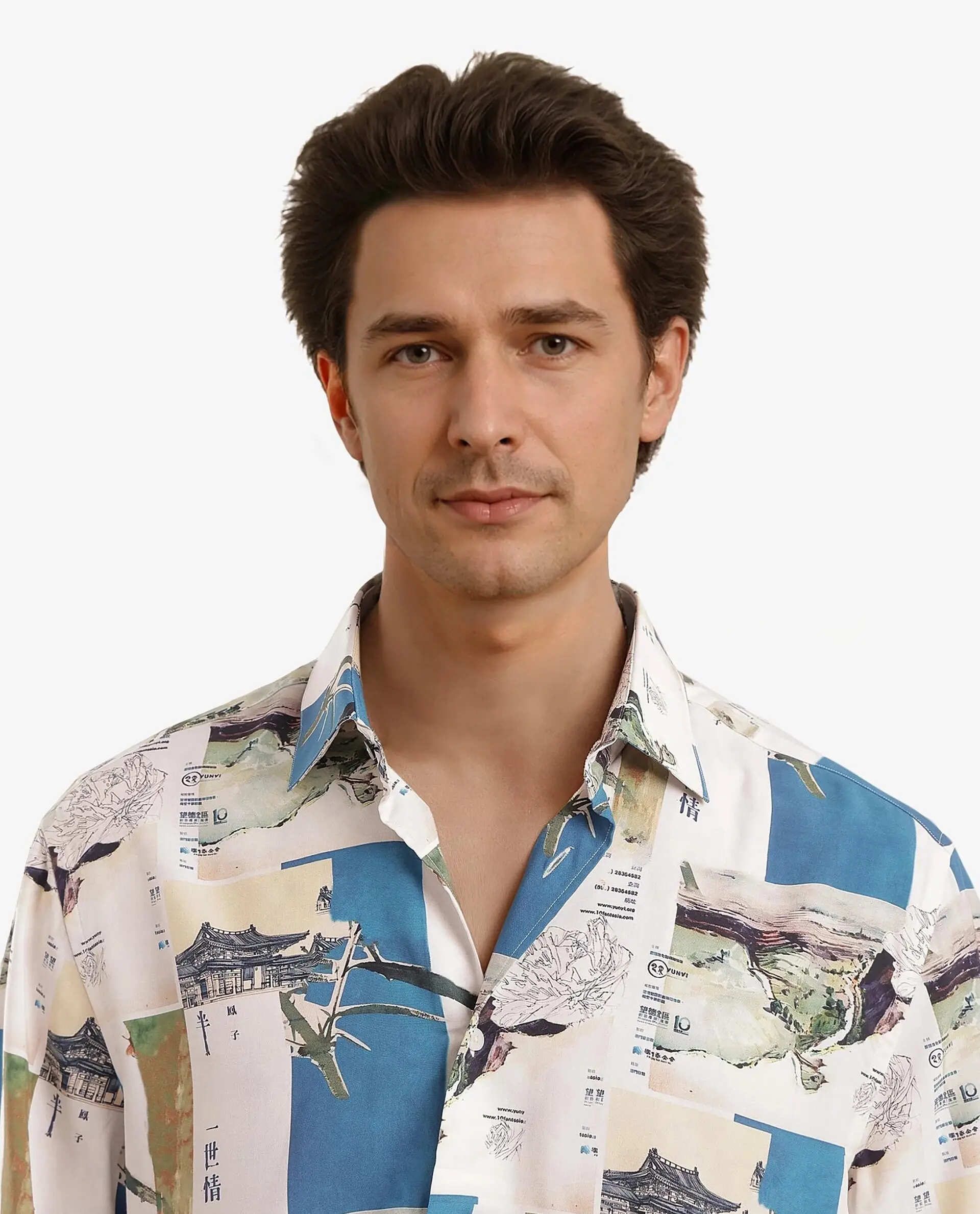 Rare Rabbit Men's Jacso Blue Viscose Decorative Print Regular Fit Half Sleeve Collared Shirt - Image 5
