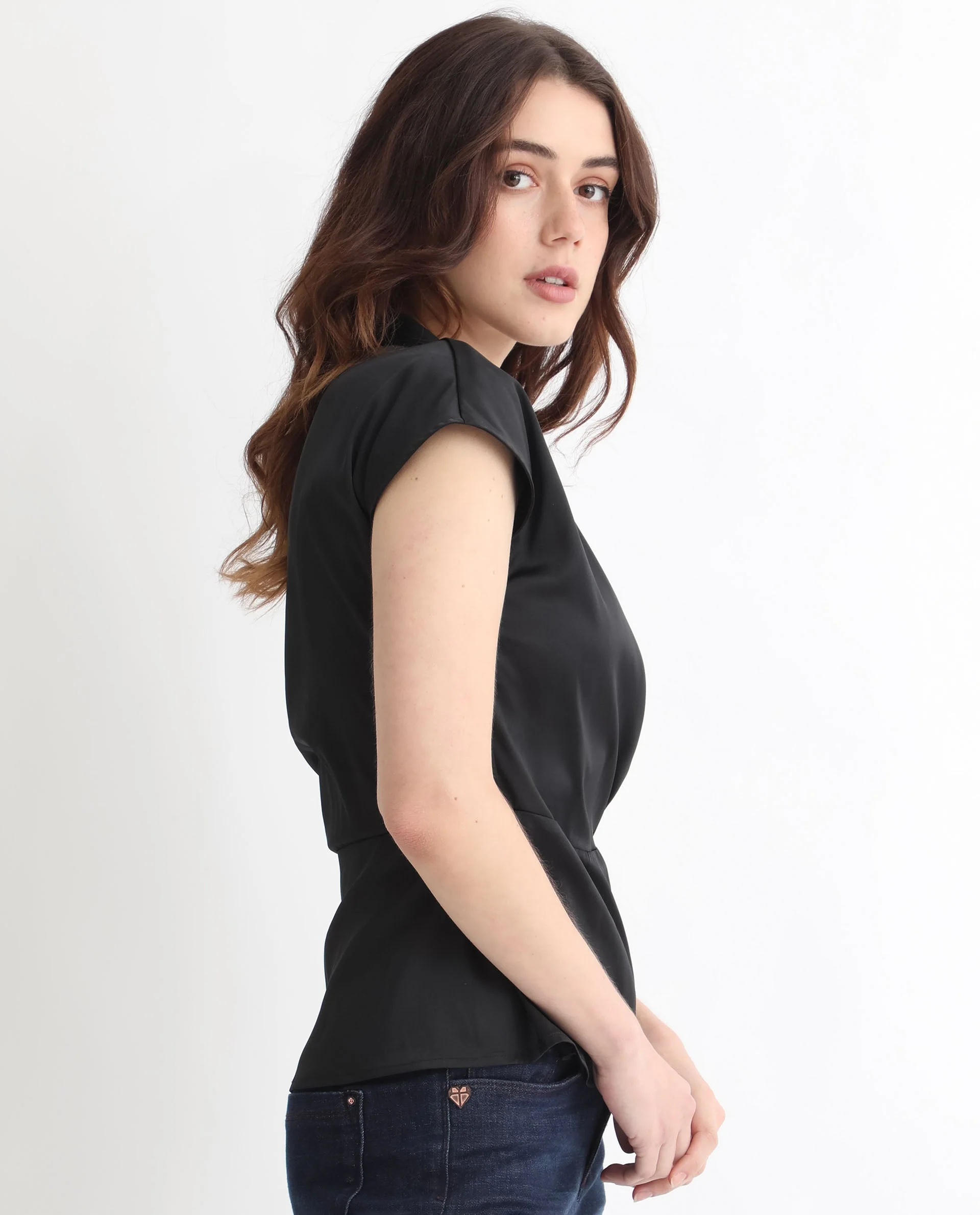Rareism Women's Jadak Black Polyester Collarless Plain Sleeveless Regular Fit Top - Image 6