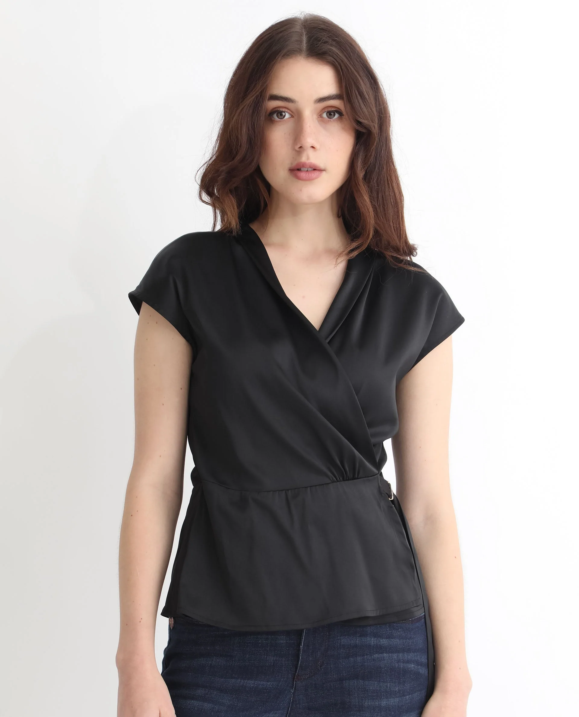 Rareism Women's Jadak Black Polyester Collarless Plain Sleeveless Regular Fit Top - Image 8