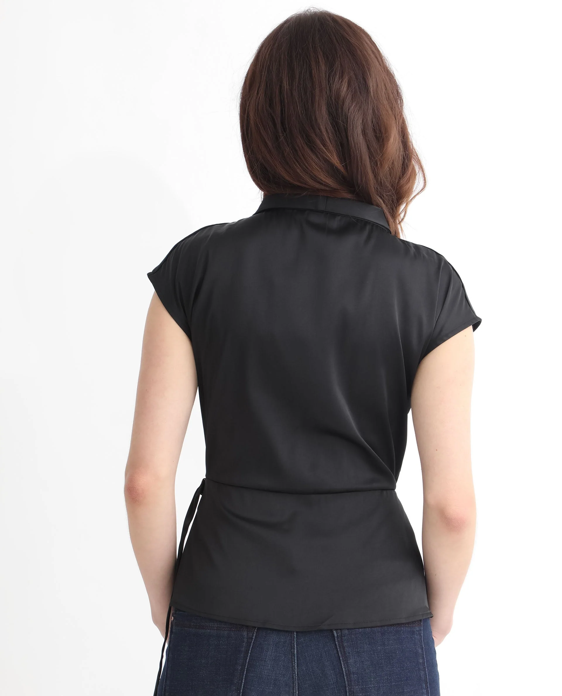 Rareism Women's Jadak Black Polyester Collarless Plain Sleeveless Regular Fit Top - Image 9