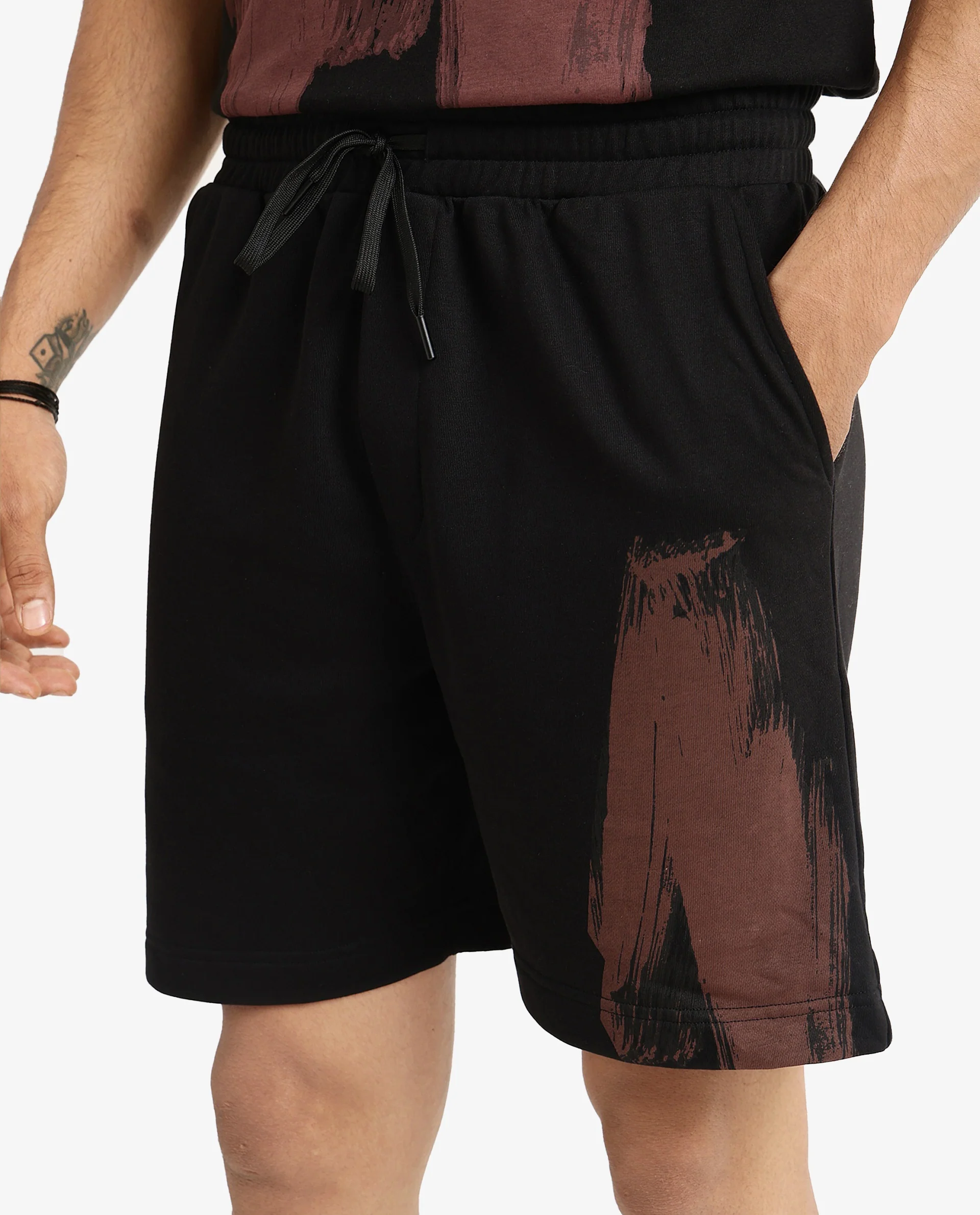 Rare Rabbit Men's Jade-B Black Cotton Blend Graphic Print Oversized Fit Shorts - Image 3