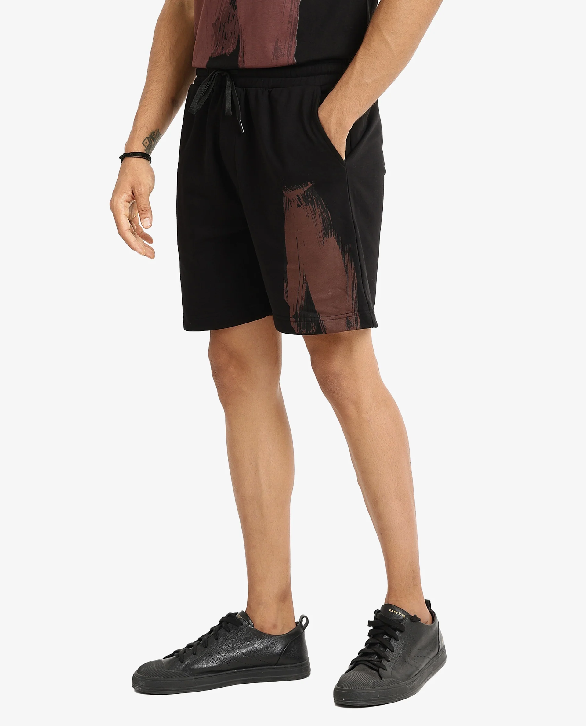 Rare Rabbit Men's Jade-B Black Cotton Blend Graphic Print Oversized Fit Shorts - Image 4