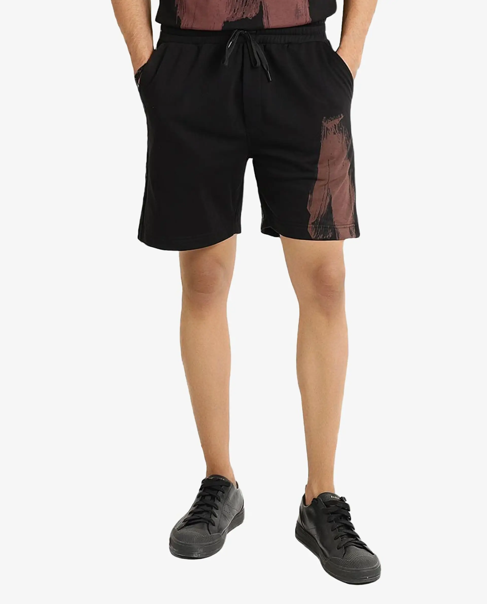 Rare Rabbit Men's Jade-B Black Cotton Blend Graphic Print Oversized Fit Shorts - Image 9