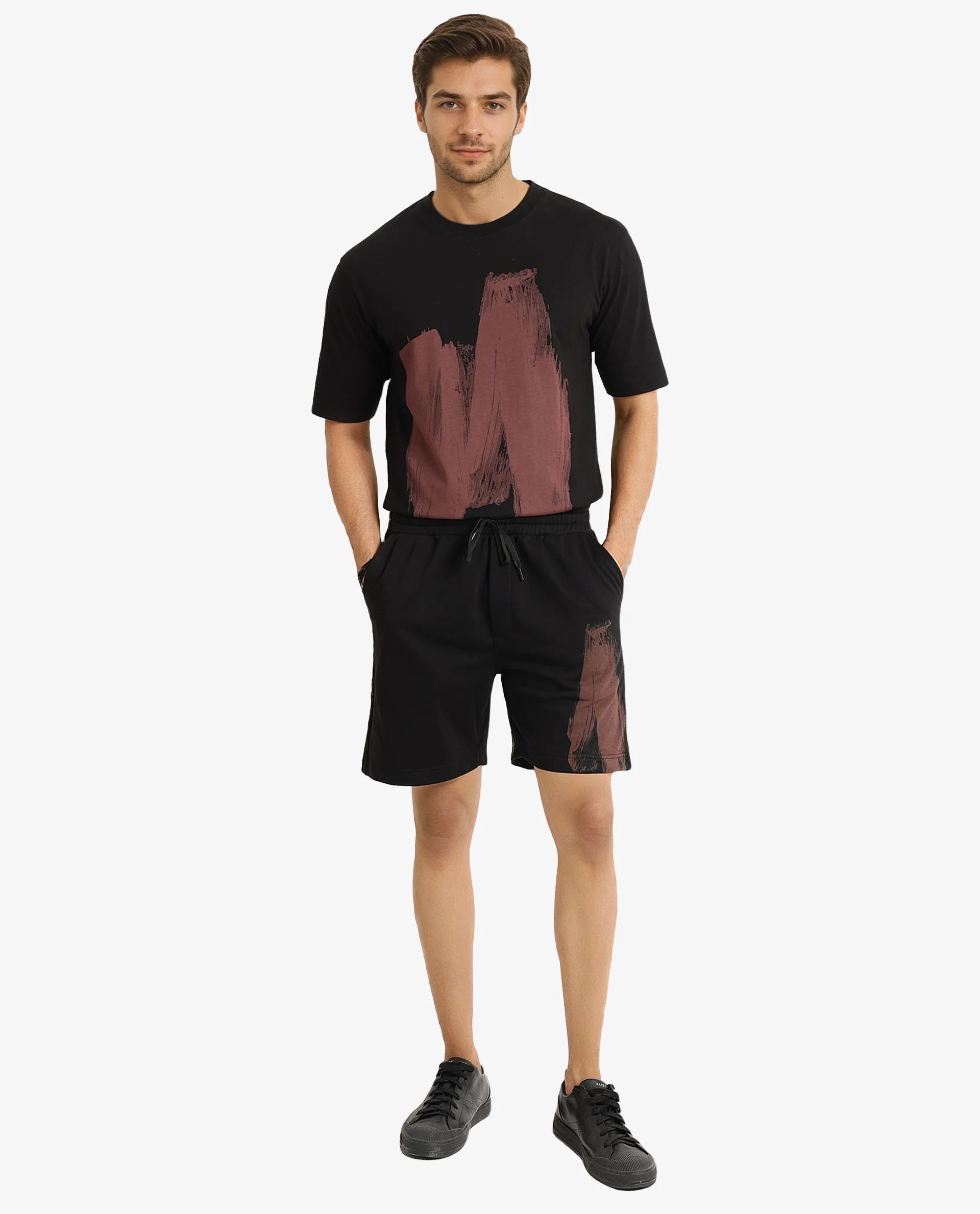 Rare Rabbit Men's Jade Black Cotton Graphic Print Oversized Fit Half Sleeve Crew Neck T-Shirt - Image 2