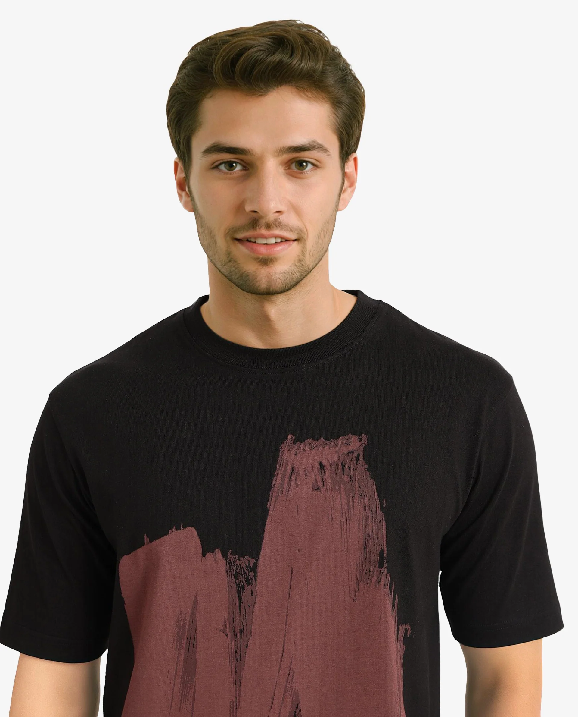 Rare Rabbit Men's Jade Black Cotton Graphic Print Oversized Fit Half Sleeve Crew Neck T-Shirt - Image 4