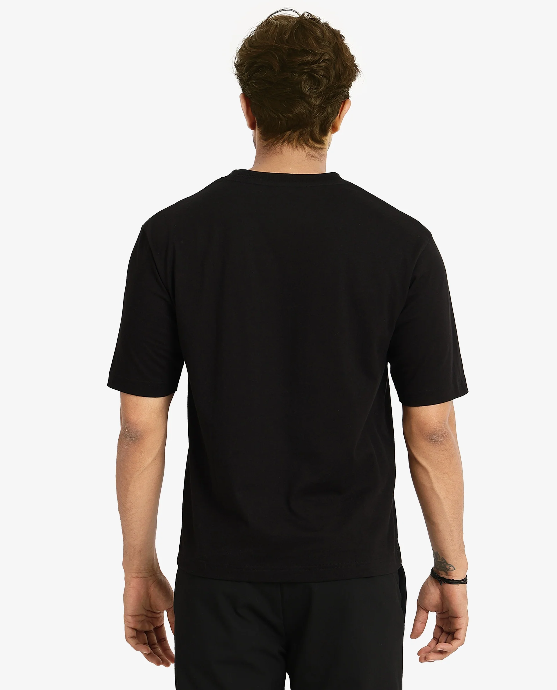 Rare Rabbit Men's Jade Black Cotton Graphic Print Oversized Fit Half Sleeve Crew Neck T-Shirt - Image 7
