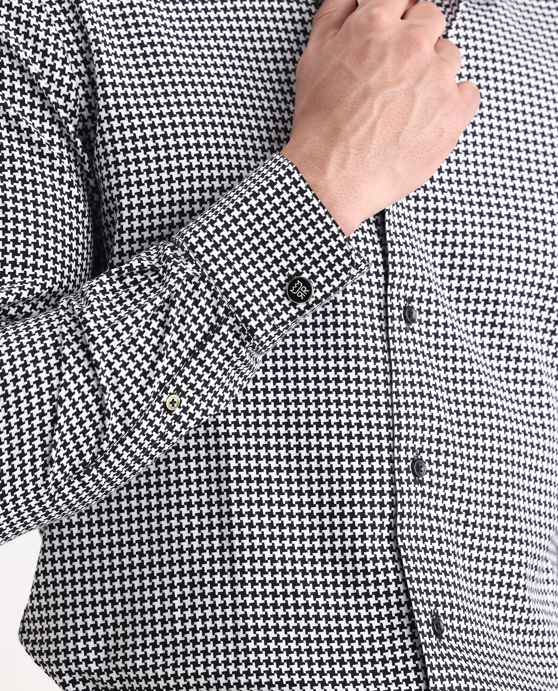 Rare Rabbit Men's Jader Black Cotton Checked Print Regular Fit Full Sleeve Collared Shirt - Image 3
