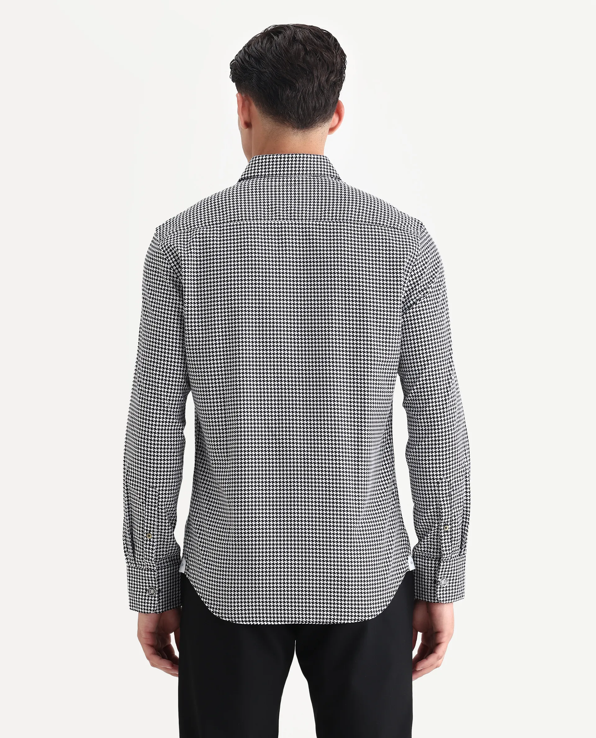 Rare Rabbit Men's Jader Black Cotton Checked Print Regular Fit Full Sleeve Collared Shirt - Image 7