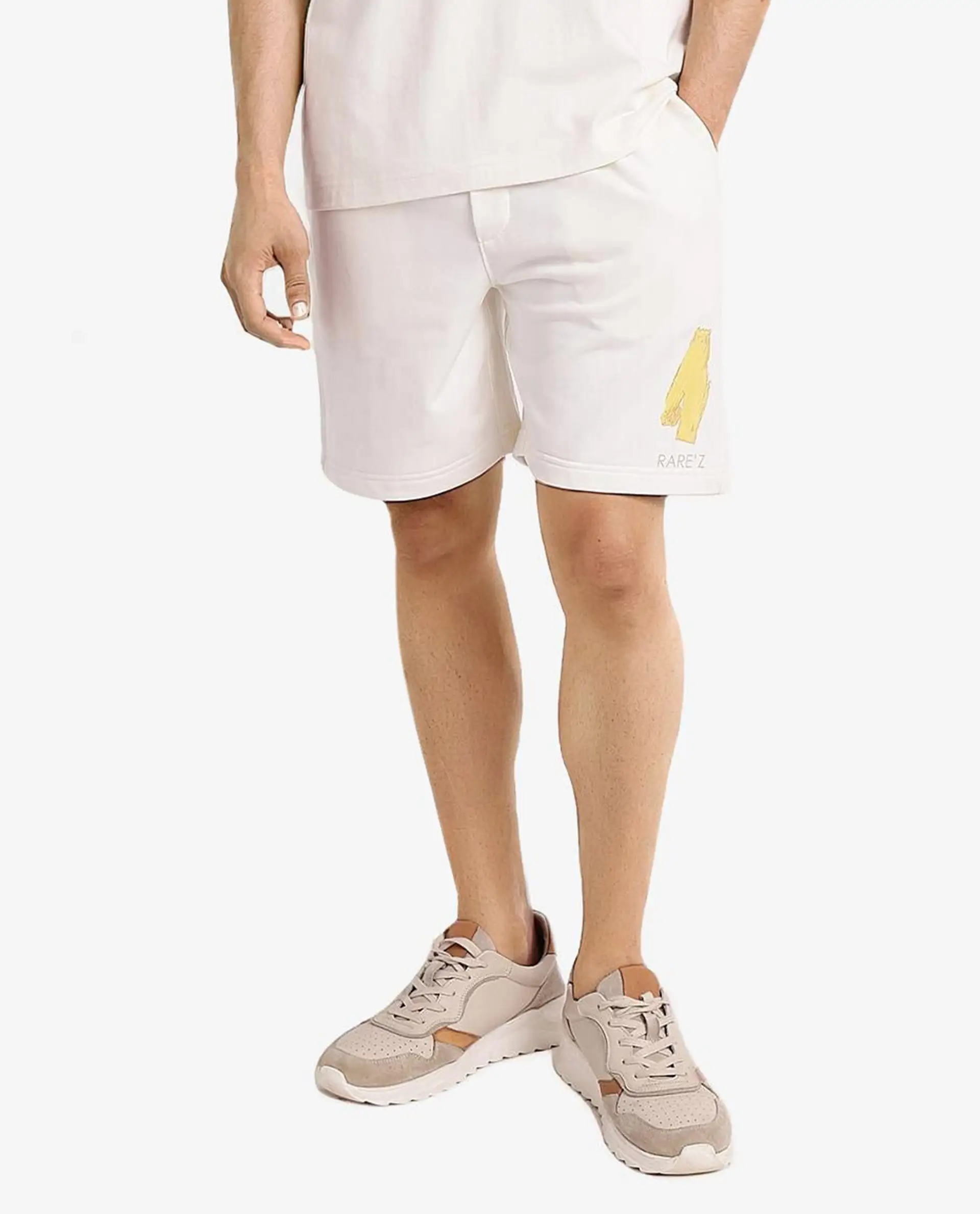 Rare Rabbit Men's Jadez-B Off White Cotton Blend Plain Oversized Fit Shorts - Image 10