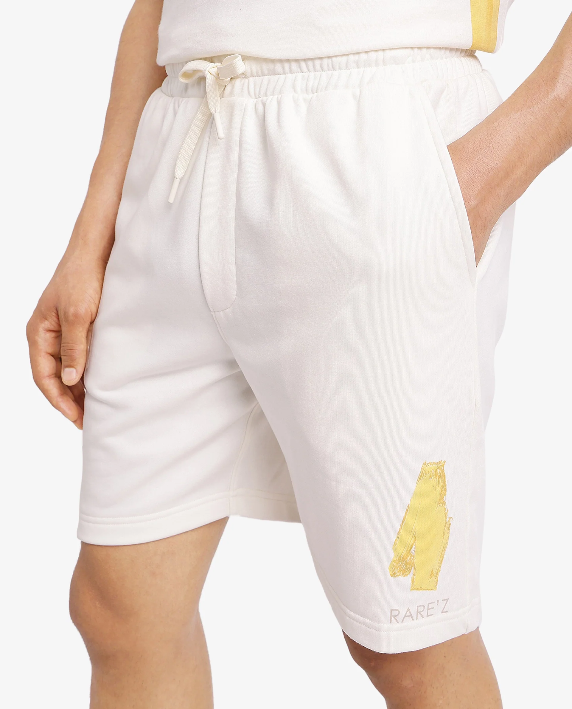 Rare Rabbit Men's Jadez-B Off White Cotton Blend Plain Oversized Fit Shorts - Image 4
