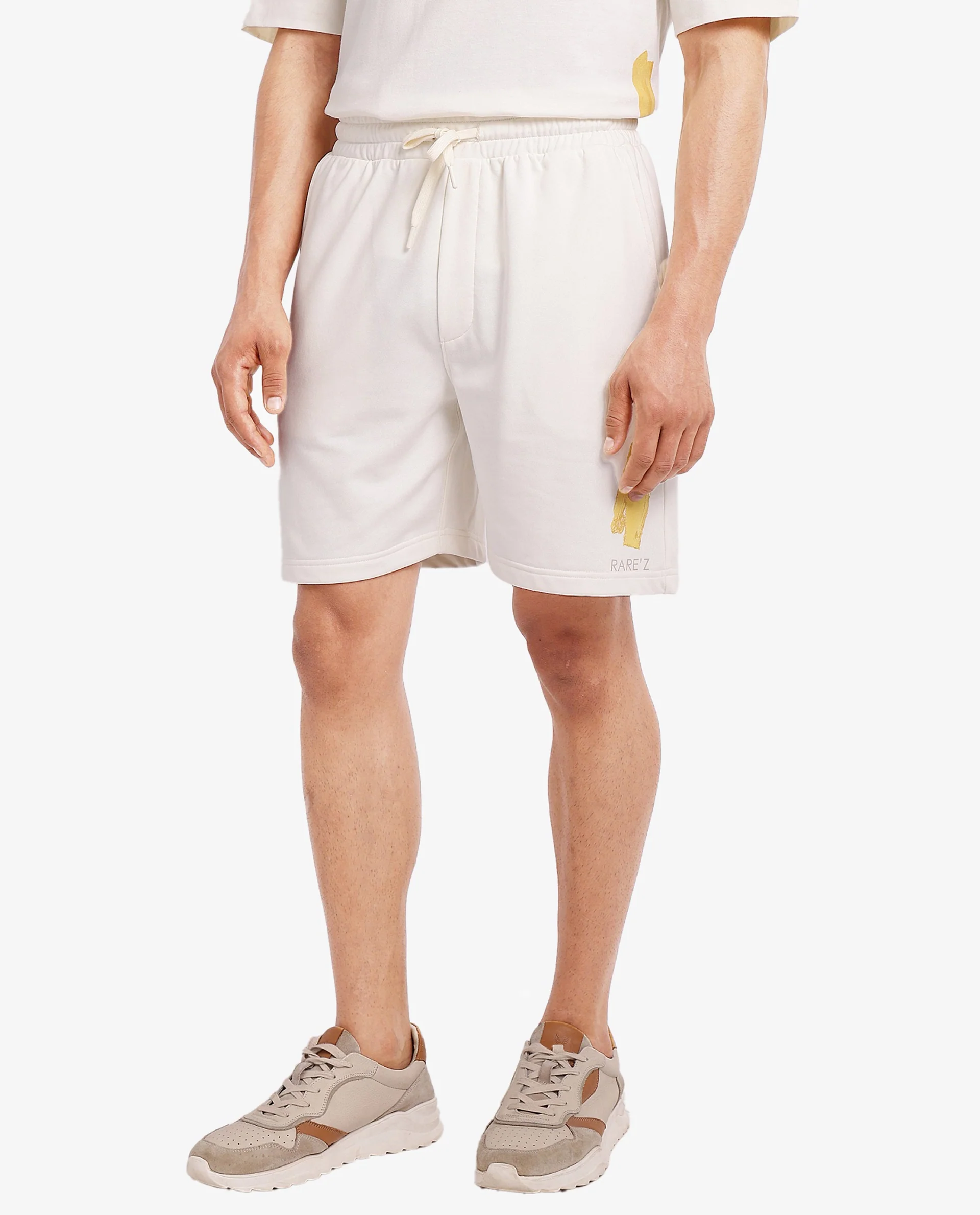Rare Rabbit Men's Jadez-B Off White Cotton Blend Plain Oversized Fit Shorts - Image 7