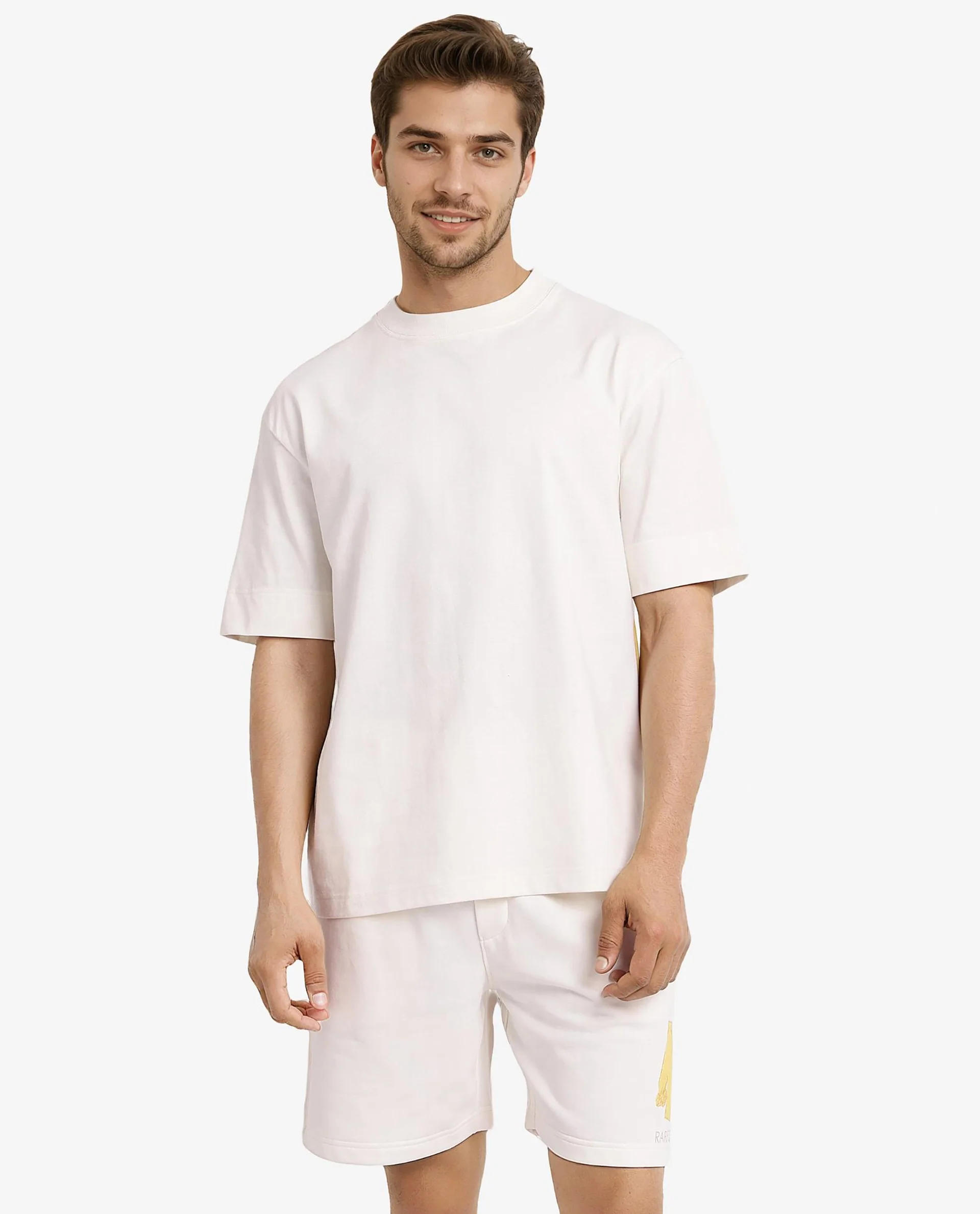Rare Rabbit Men's Jadez Off White Cotton Graphic Print Oversized Fit Half Sleeve Crew Neck T-Shirt - Image 2