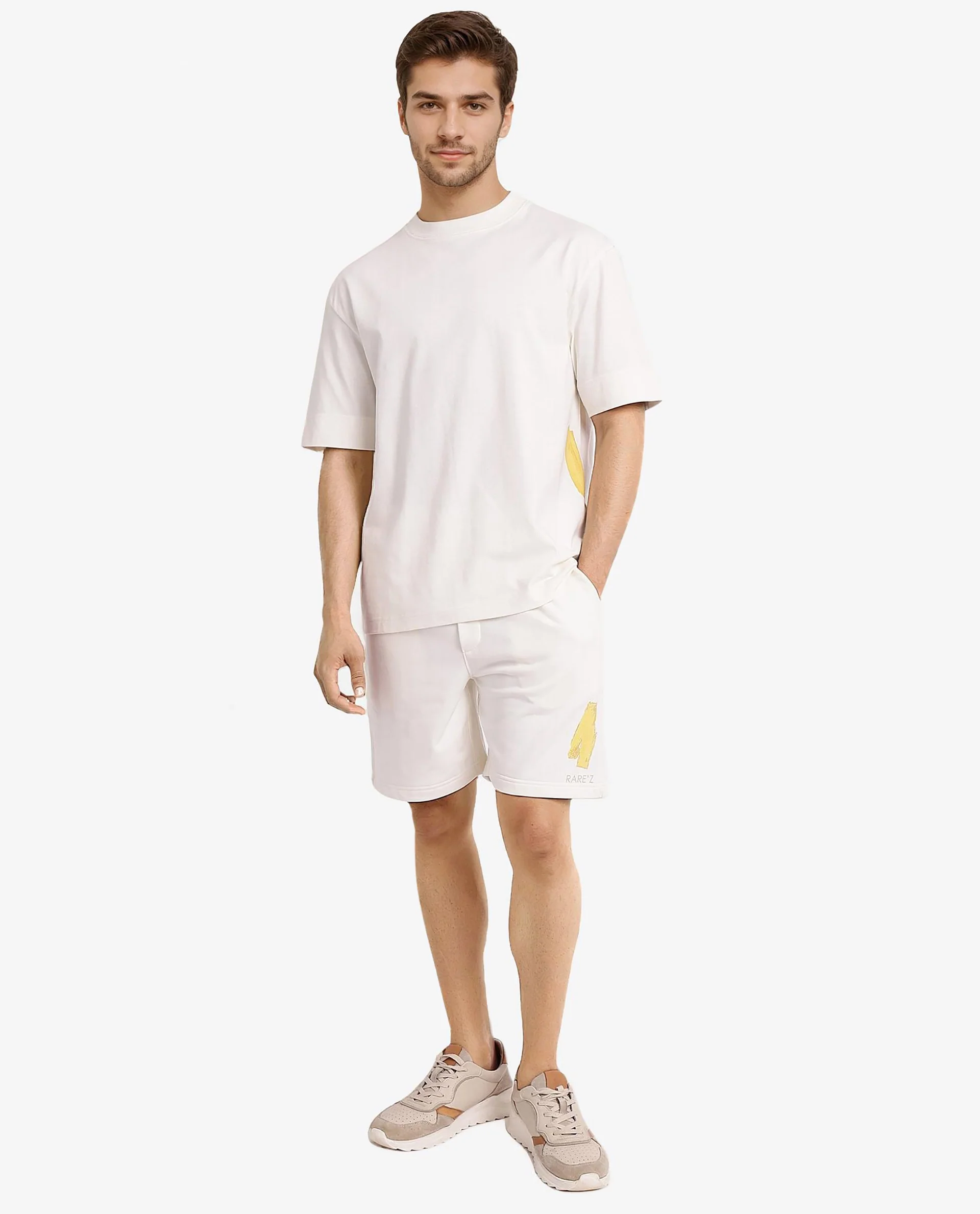 Rare Rabbit Men's Jadez Off White Cotton Graphic Print Oversized Fit Half Sleeve Crew Neck T-Shirt - Image 3