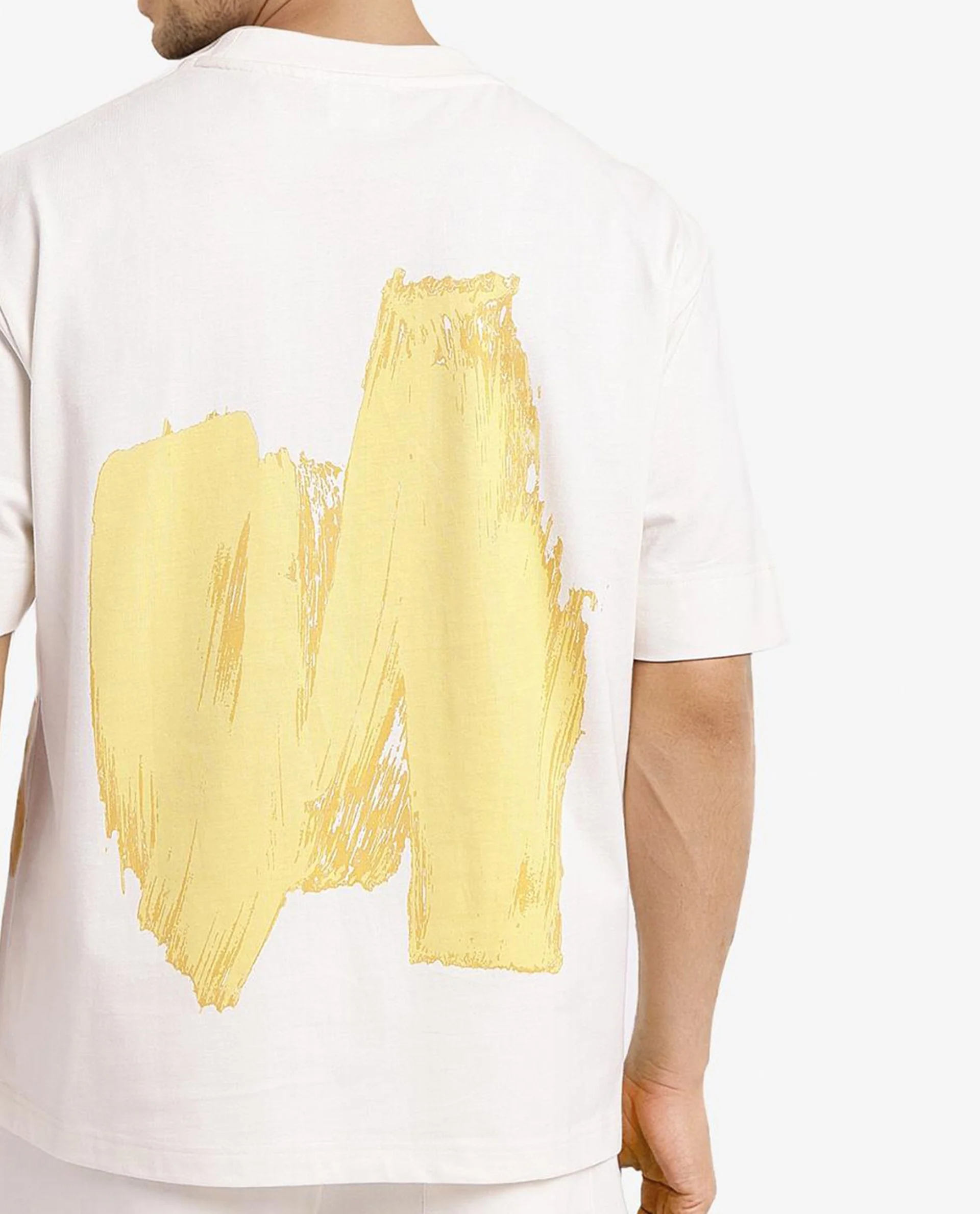 Rare Rabbit Men's Jadez Off White Cotton Graphic Print Oversized Fit Half Sleeve Crew Neck T-Shirt - Image 4